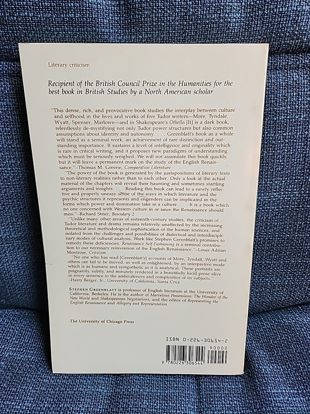 Renaissance Self-Fashioning: From More to Shakespeare-Stephen Greenblatt GOOD