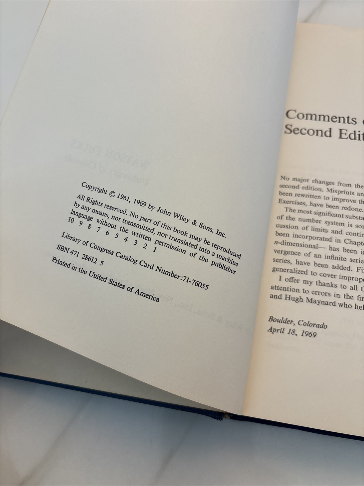 Advanced Calculus: An Introduction to Analysis by Watson Fulks-HC-1969 VG+