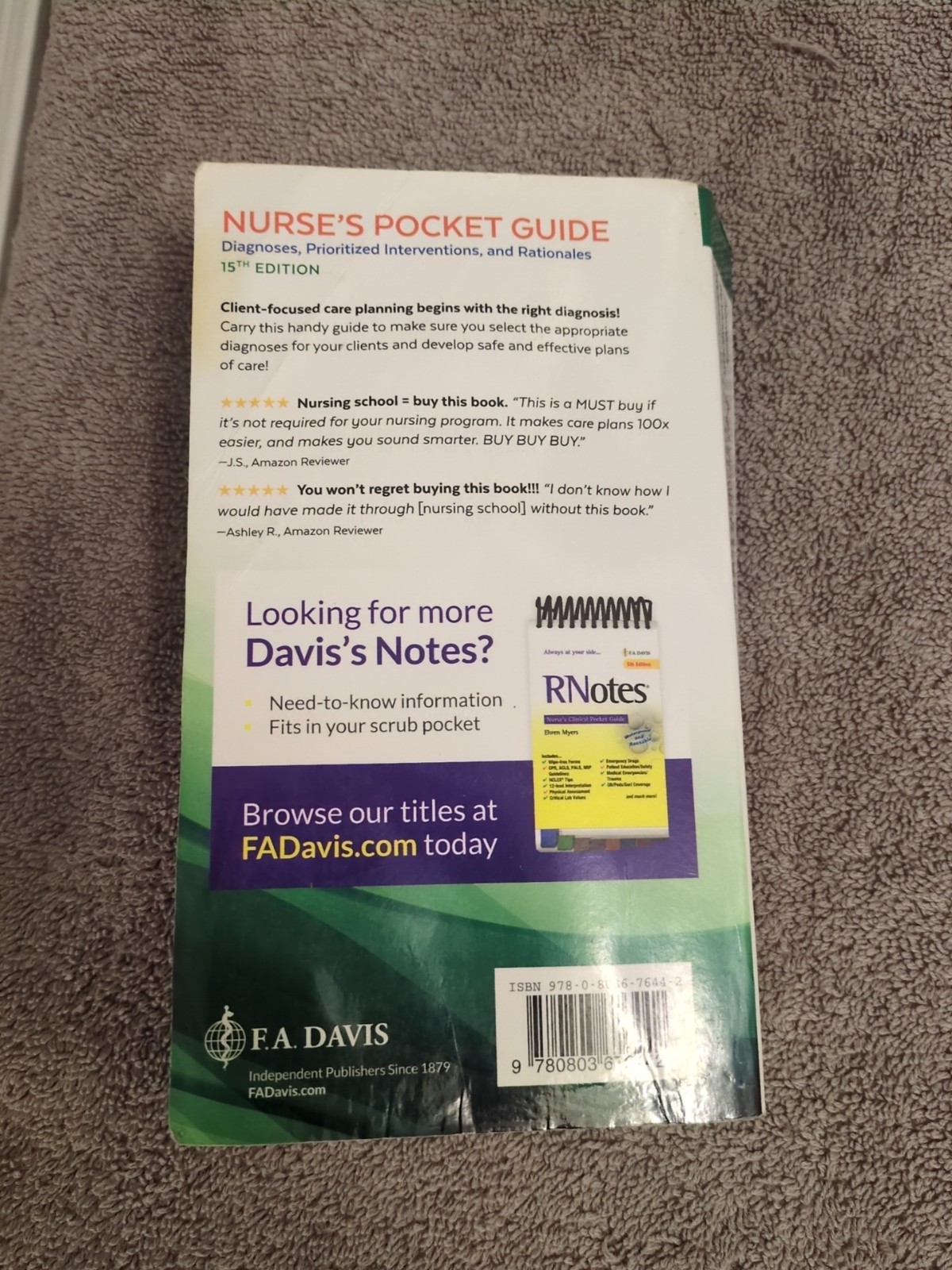 F.A Davis’s Drug Guide & Nurses Pocket Guide – Paperback – Very Good Books Lot