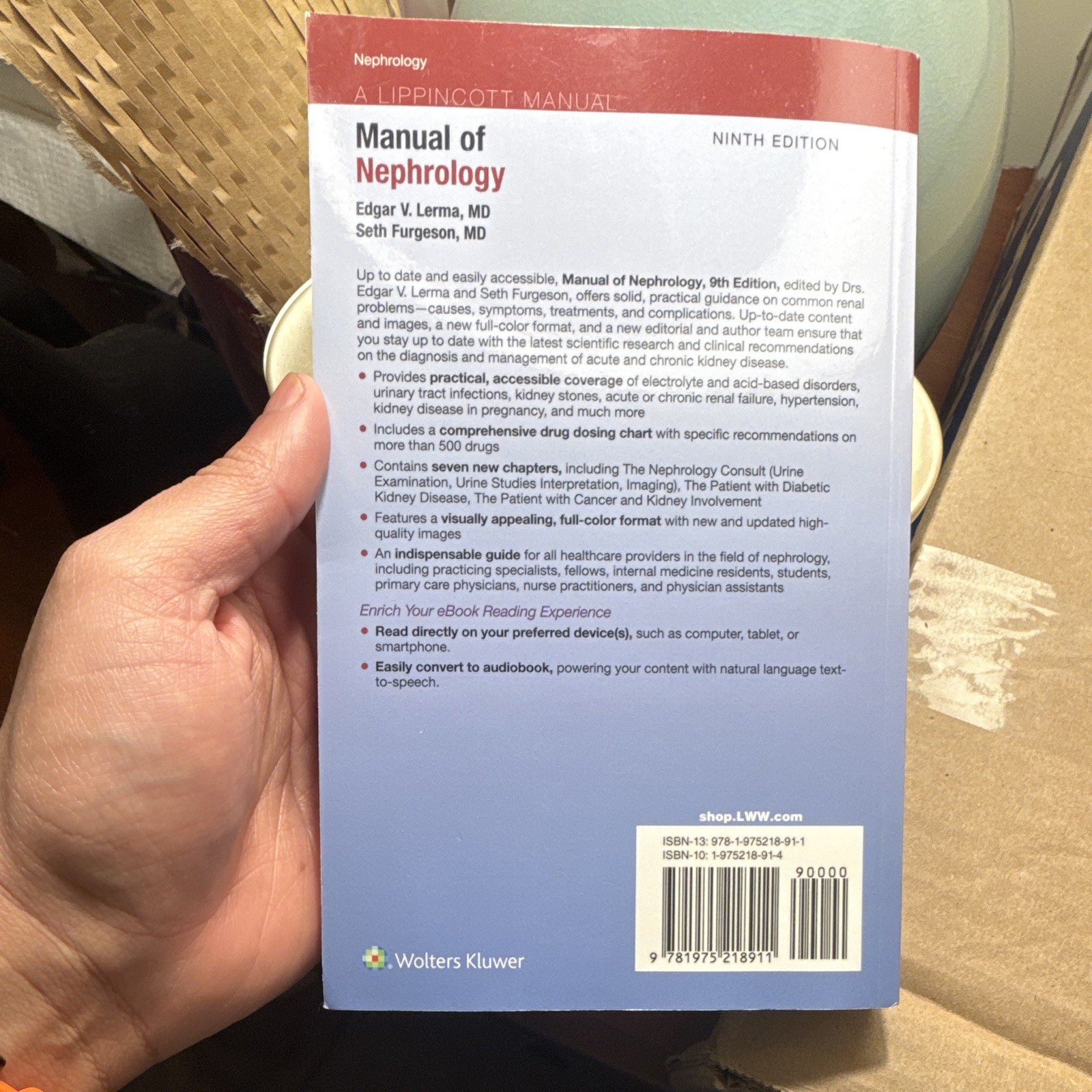 Manual of Nephrology Ninth Edition Lerma & Furgeson Wolters Kluwer Paperback