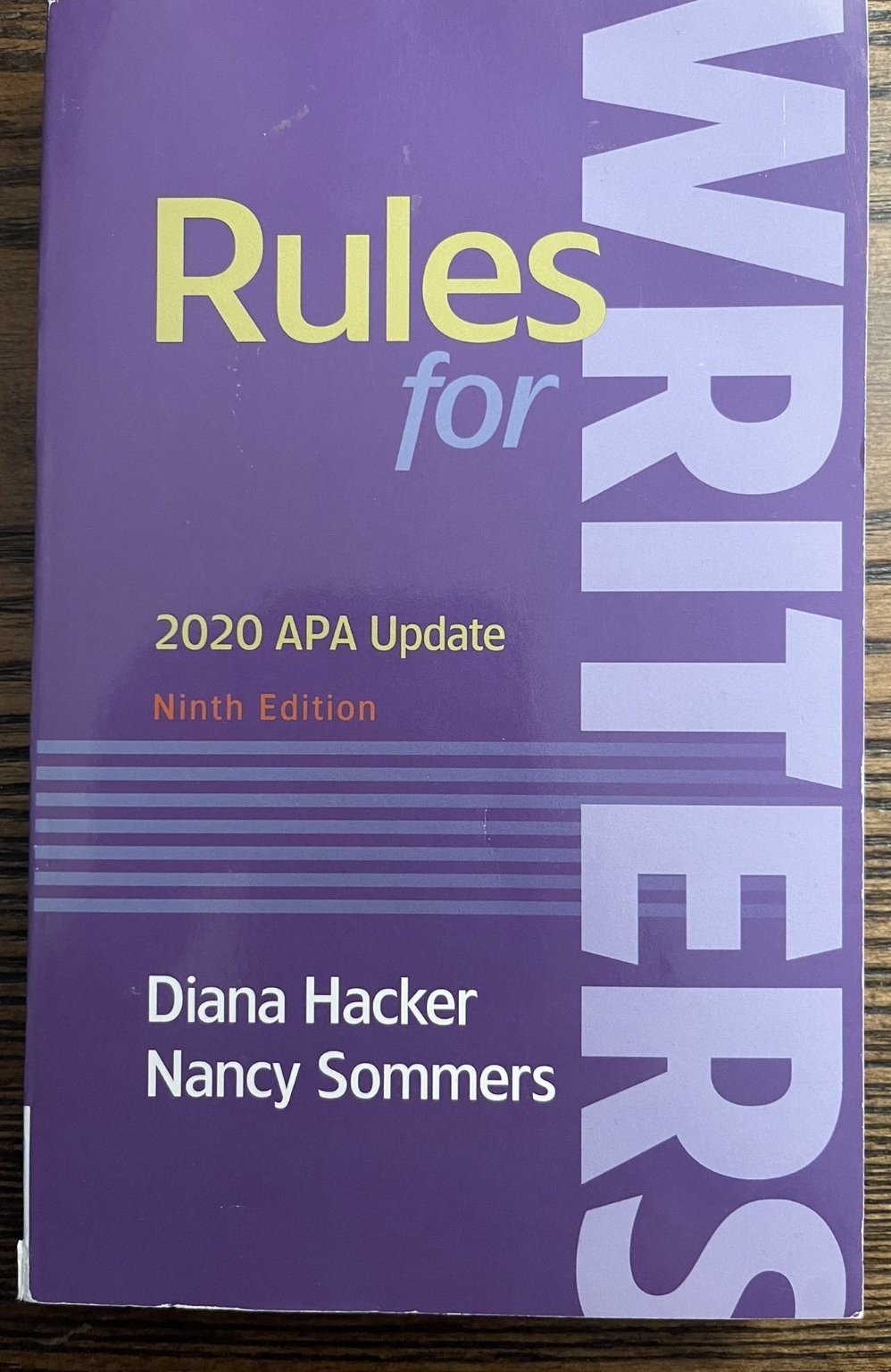 Rules for Writers by Hacker Sommers 2020 APA Update Ninth Edition :VG
