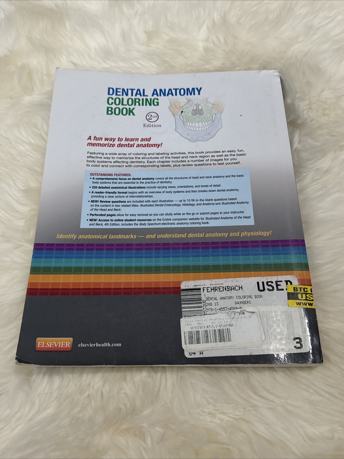 Dental Anatomy Coloring Book 2nd Edition 978-1-4557-4589-0+US SELLER+FREE SHIP
