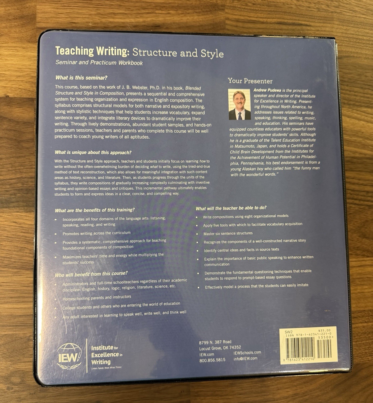 IEW Teaching Writing: Structure & Style, Second Edition by Andrew Pudewa -no DVD