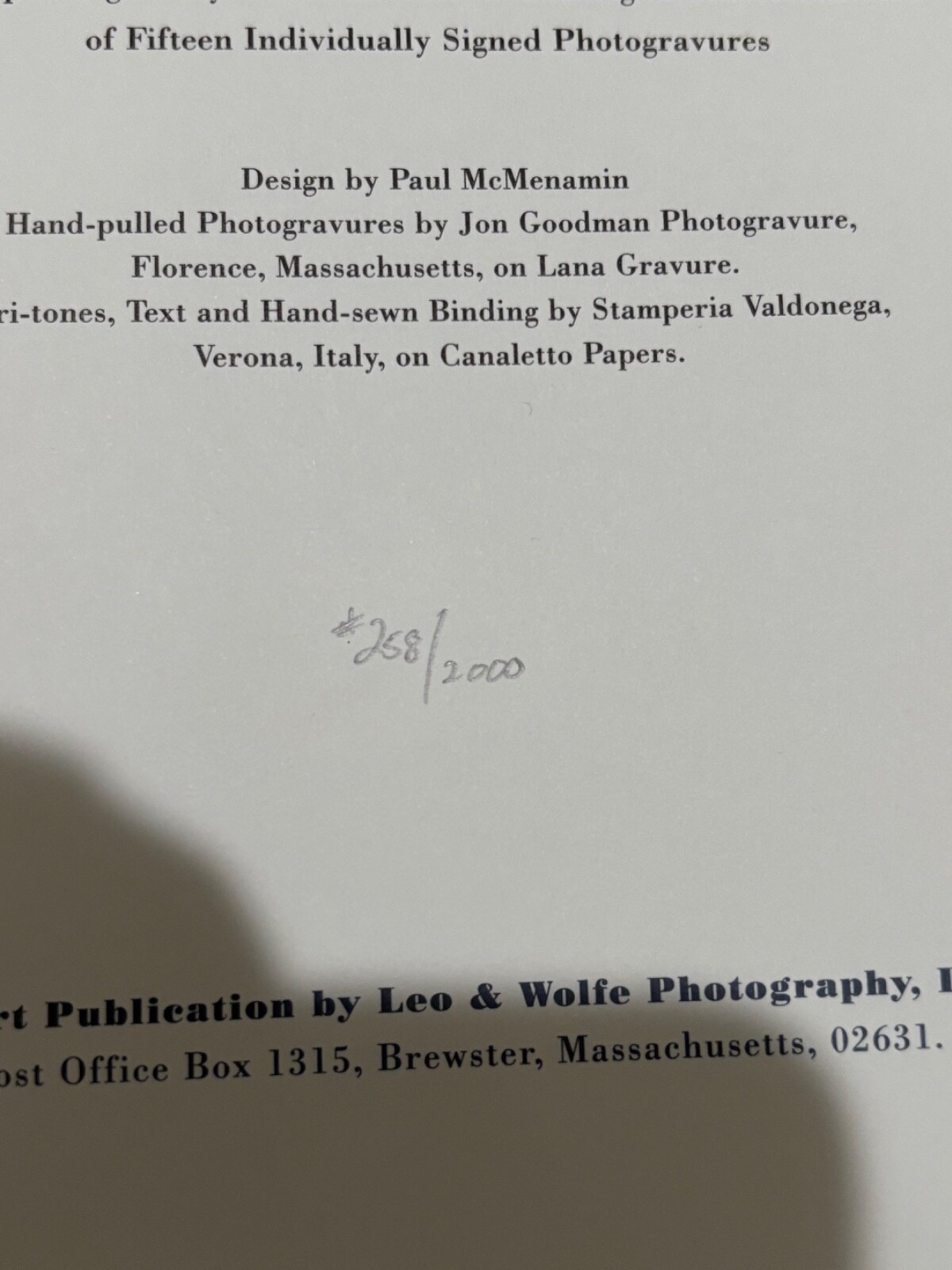 BRAND NEW Journal of Contemporary Photography VOLUME TWO #258/2000 1ST EDITION**