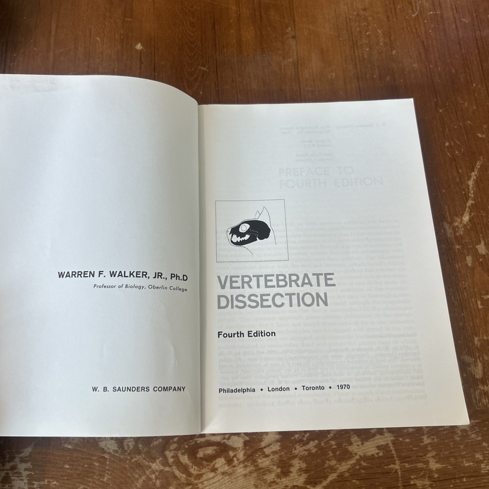 Vertebrate Dissection by Warren Walker Fourth Edition 1970