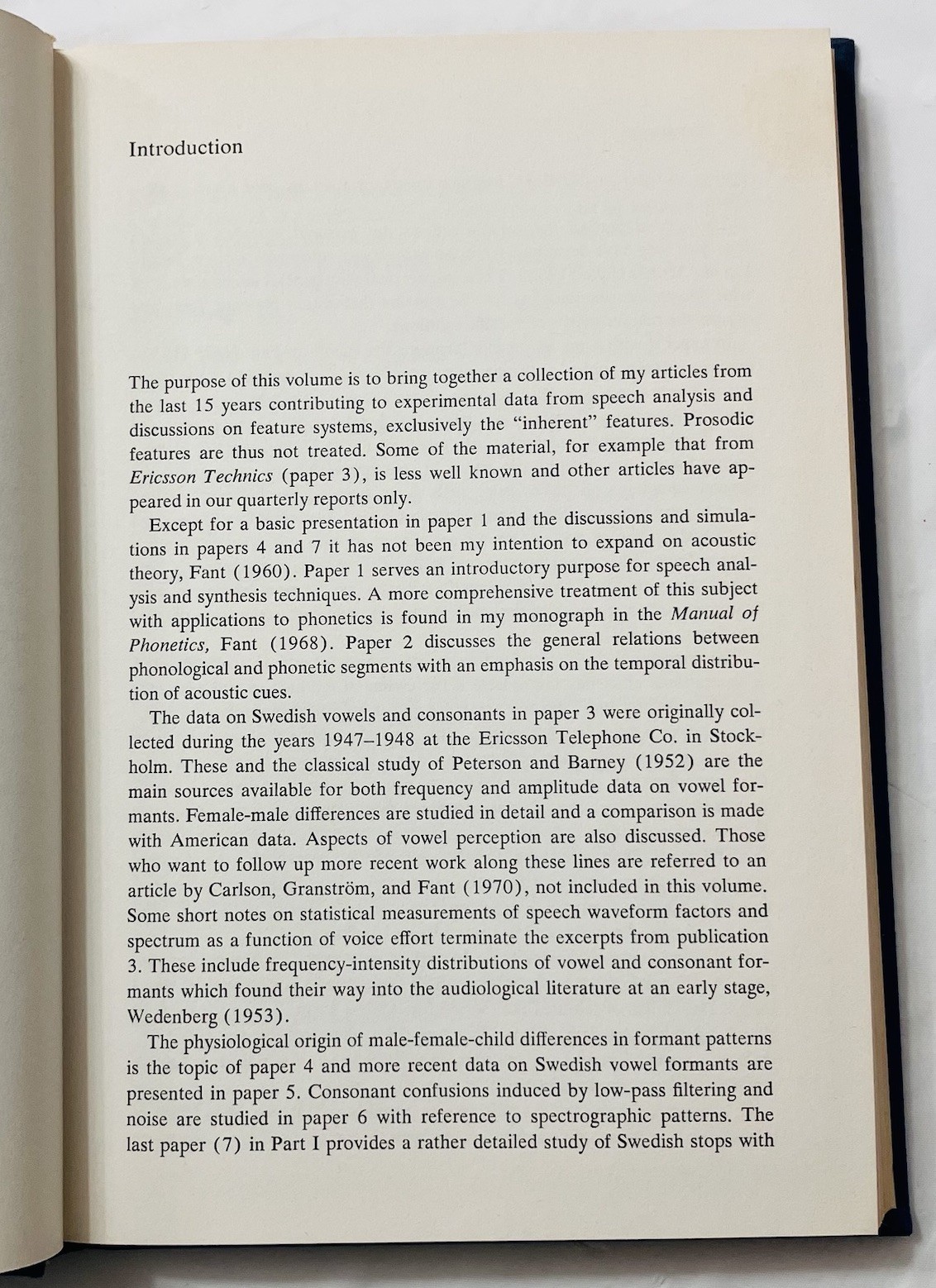 Speech Sounds and Features by Gunnar Fant (1973) MIT Press 1st Ed HC Linguistics