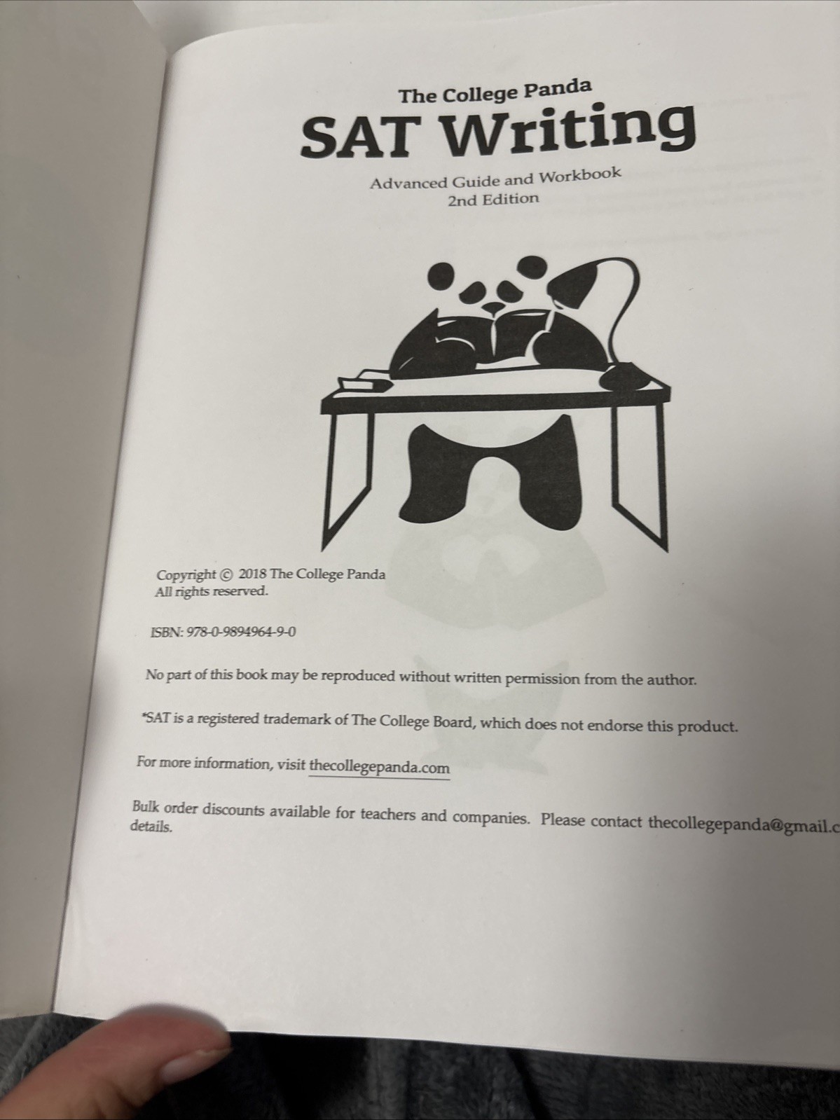 College Panda’s SAT Writing : Advanced Guide and Workbook by Nielson Phu (2018,