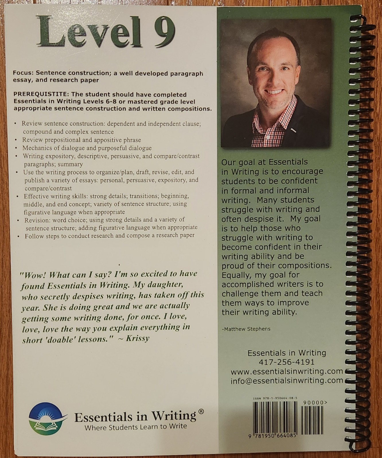 Essentials In Writing Level 9 Where Students Learn To Write Student Text
