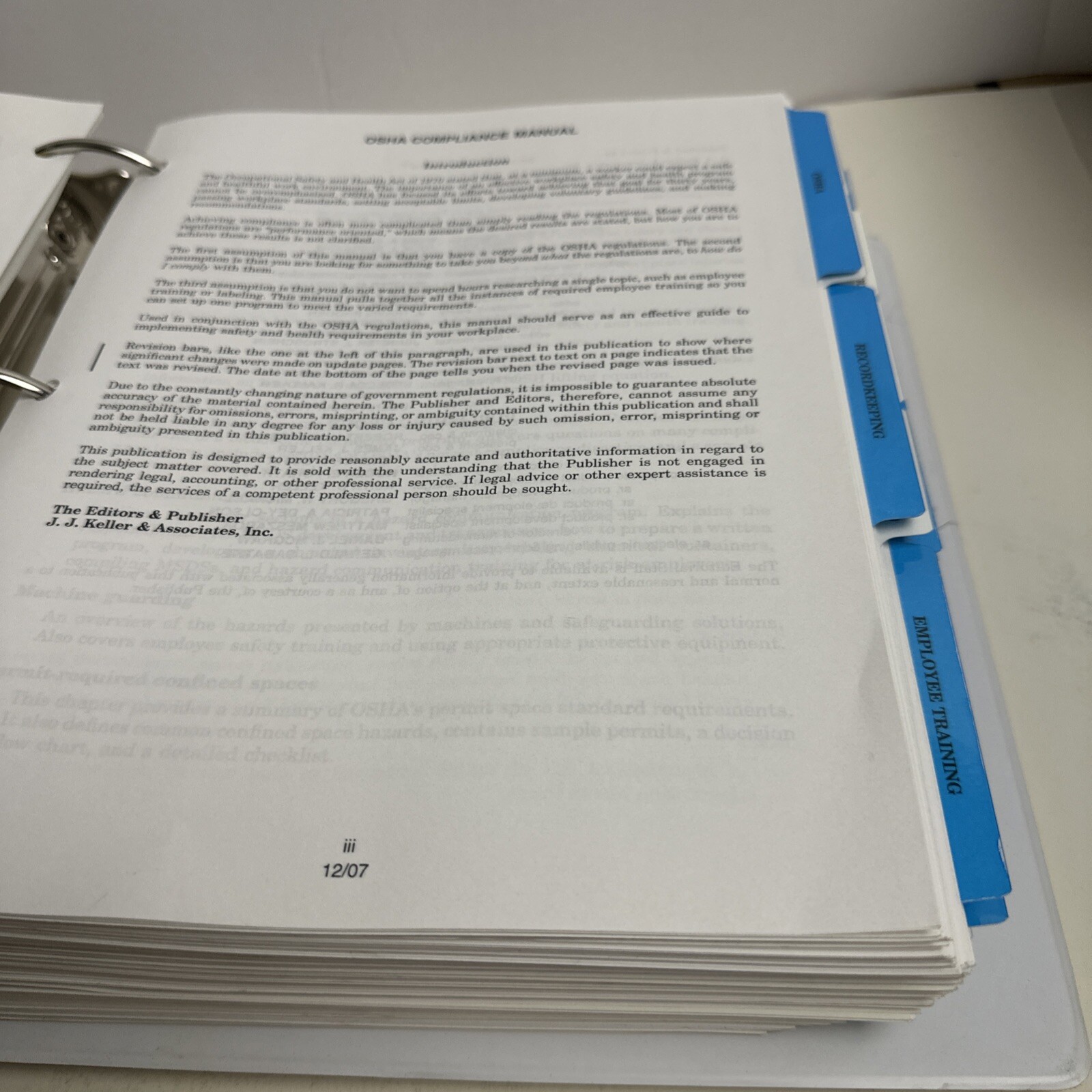 OSHA Compliance Manual 2007 Binder J.J. Keller Key Safety Topics 34-M 1066