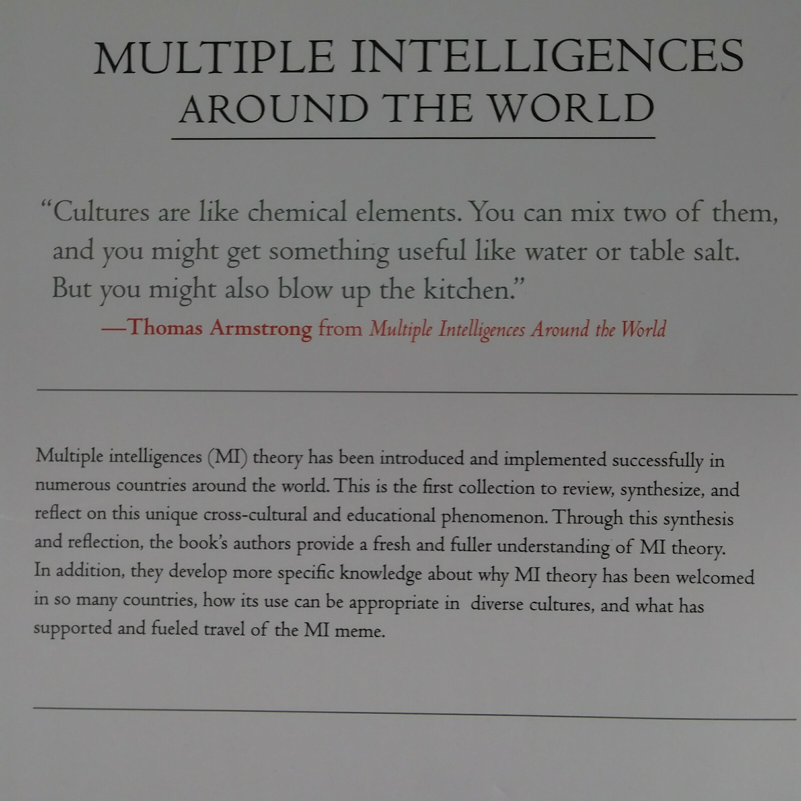 Multiple Intelligences Around The World: MI Theory, Howard Gardner Jie-Qi Chen