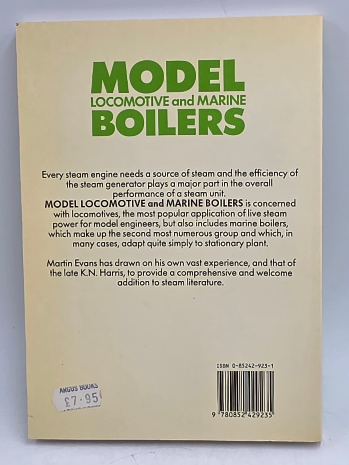 MODEL LOCOMOTIVE AND MARINE BOILERS Martin Evans TPB~ 190 pgs~ 1988