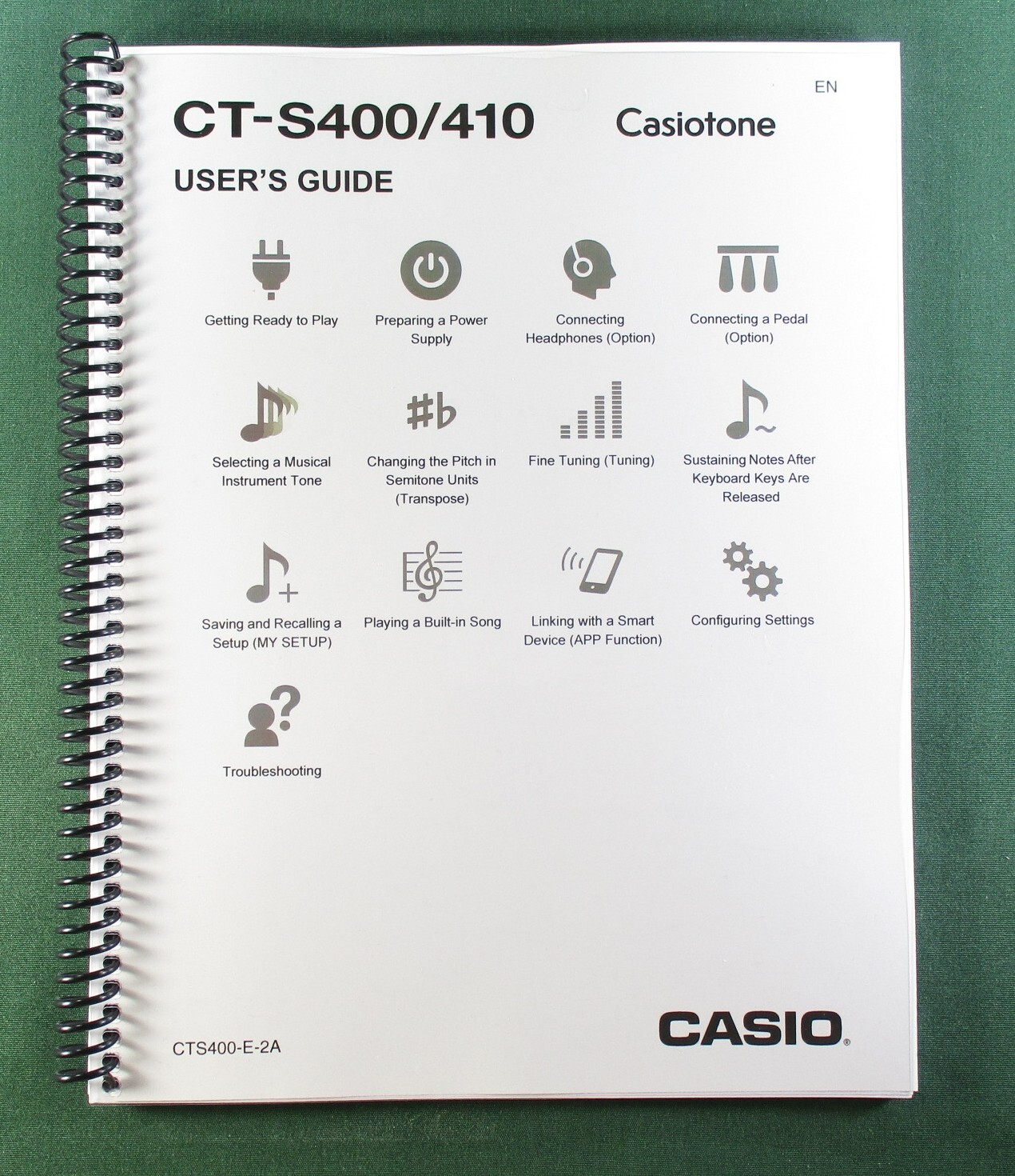 Casio CT-S400 Instruction Manual: 214 Pages Coil Bound & Protective Covers!