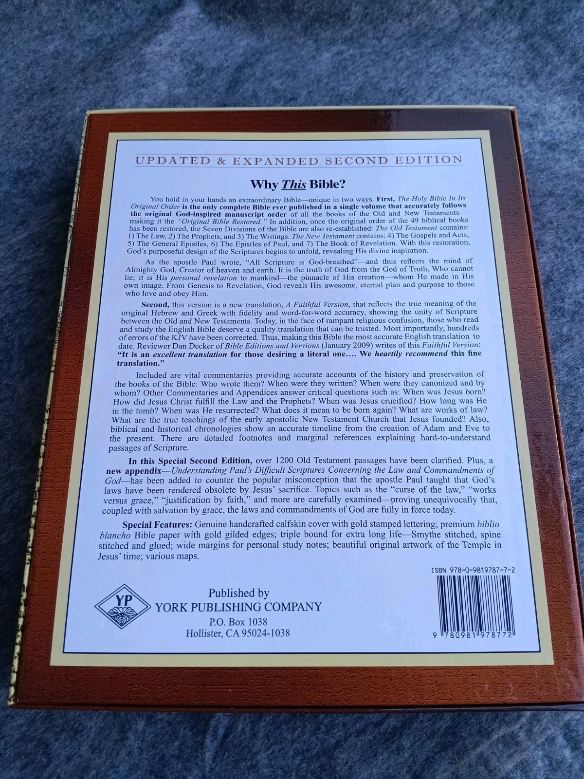 The Holy Bible Original Order – New English Translation Calfskin Cover Boxed NEW