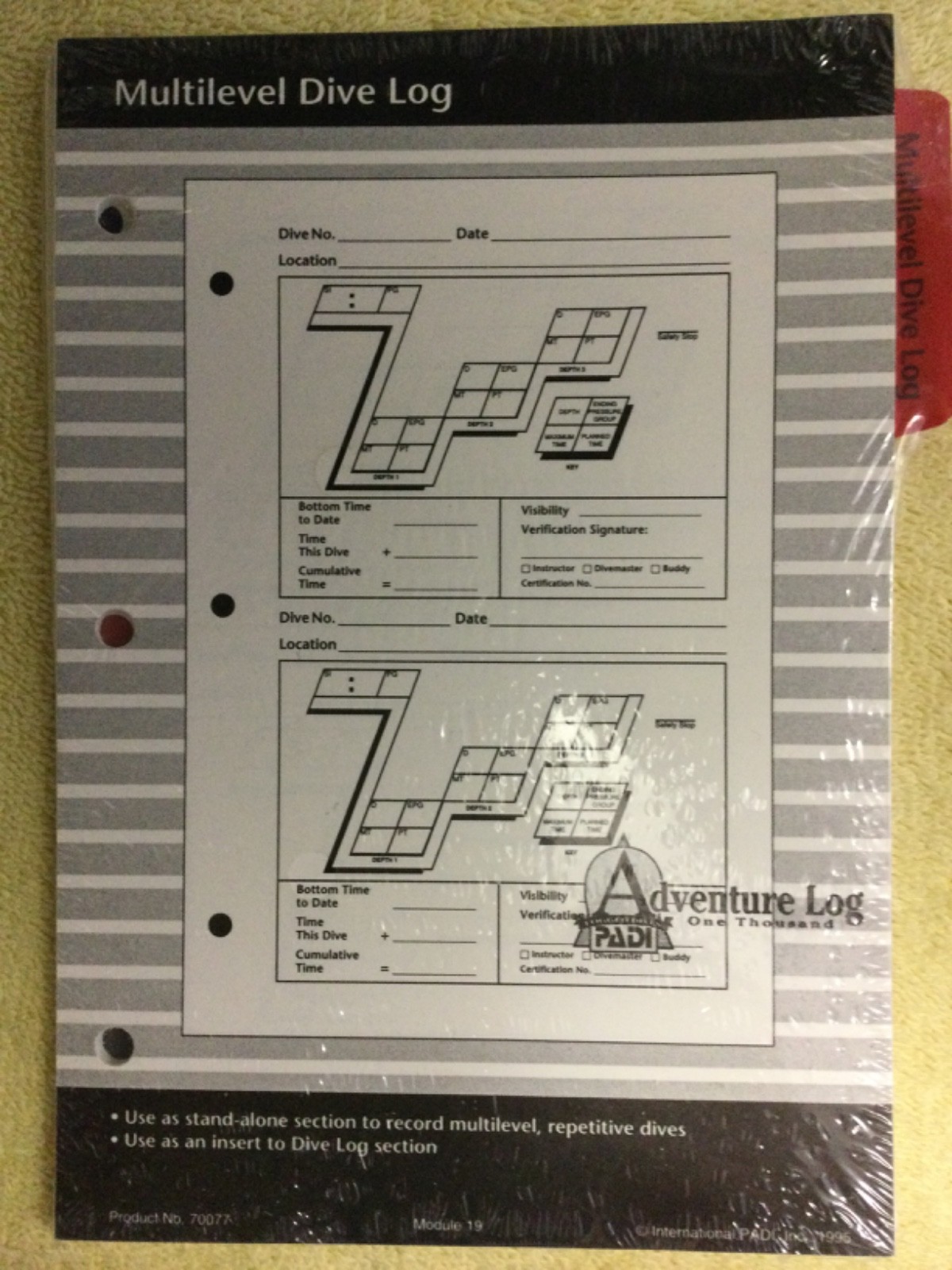 PADI ADVENTURE LOGBOOK BINDER PAGES AS PICTURED v6