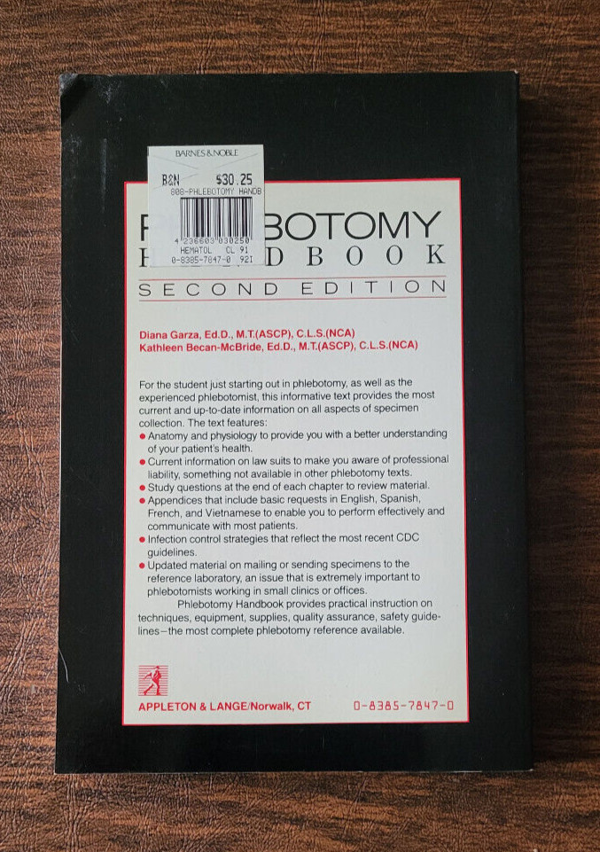 Vintage Phlebotomy Handbook Second Edition Diana Garza