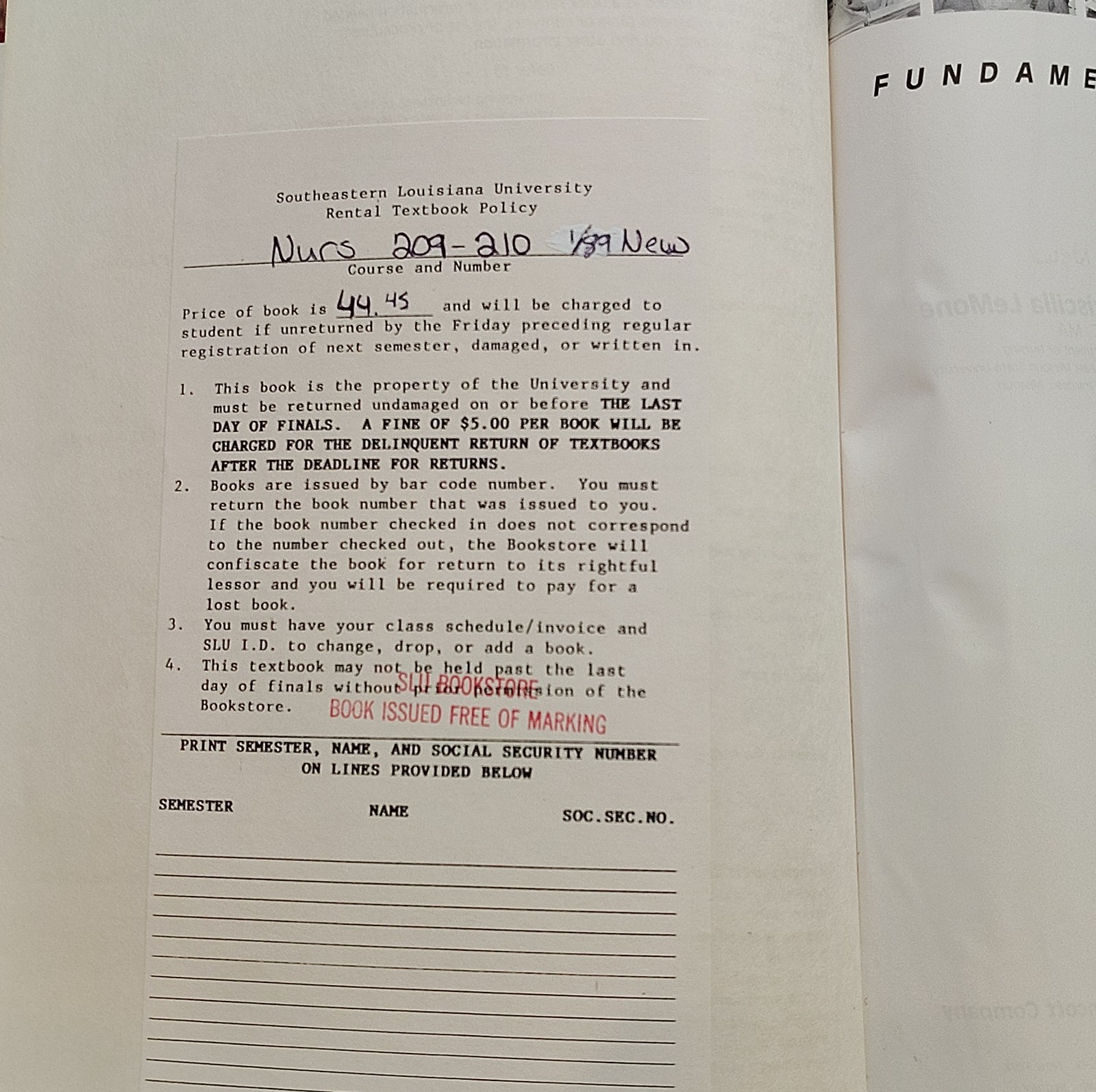 Fundamentals of Nursing: The Art and Science of Nursing Care Textbook 1989