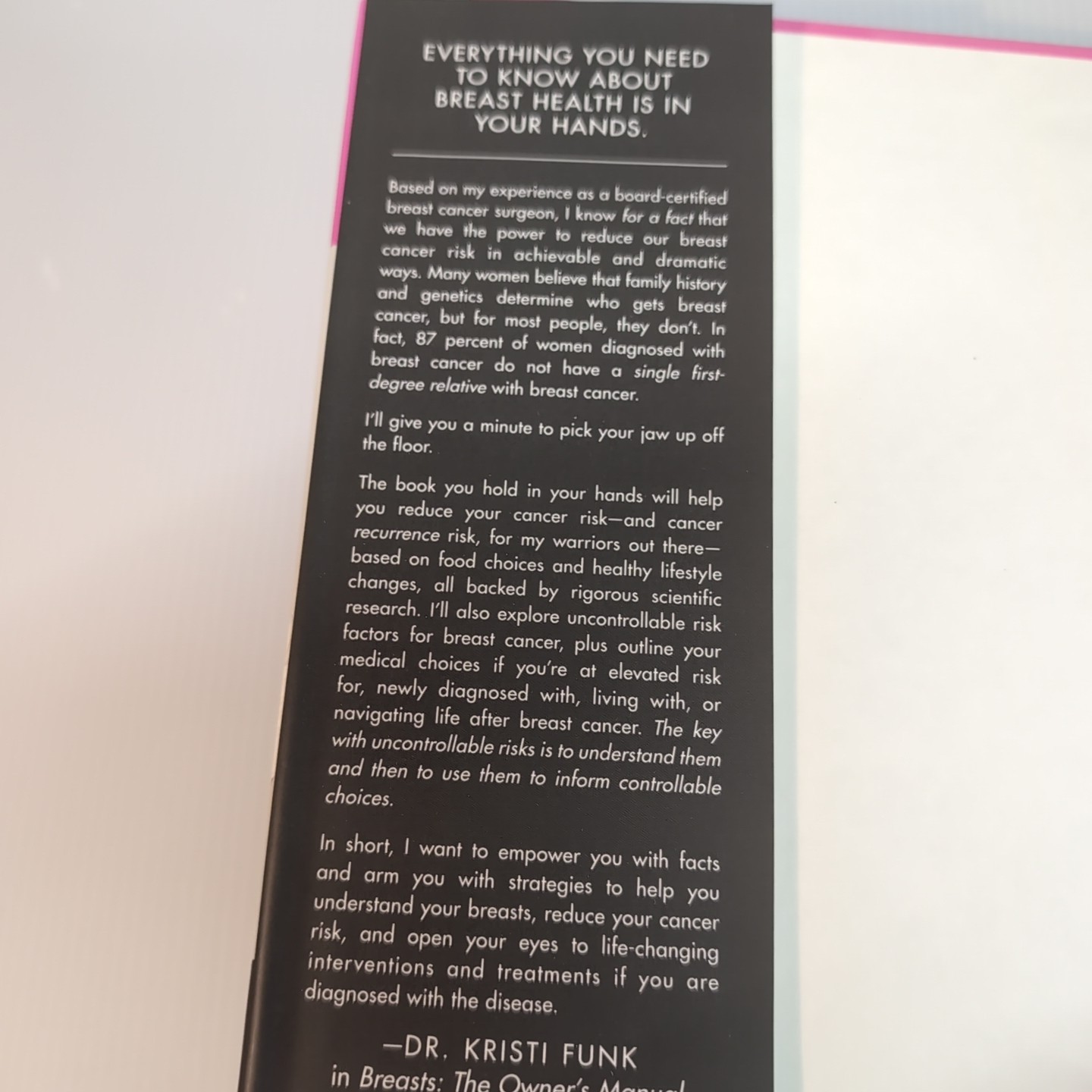 Breast Health Care Self Help Guide Book Dr Kristi Funk Reduce Risk Treatment HC