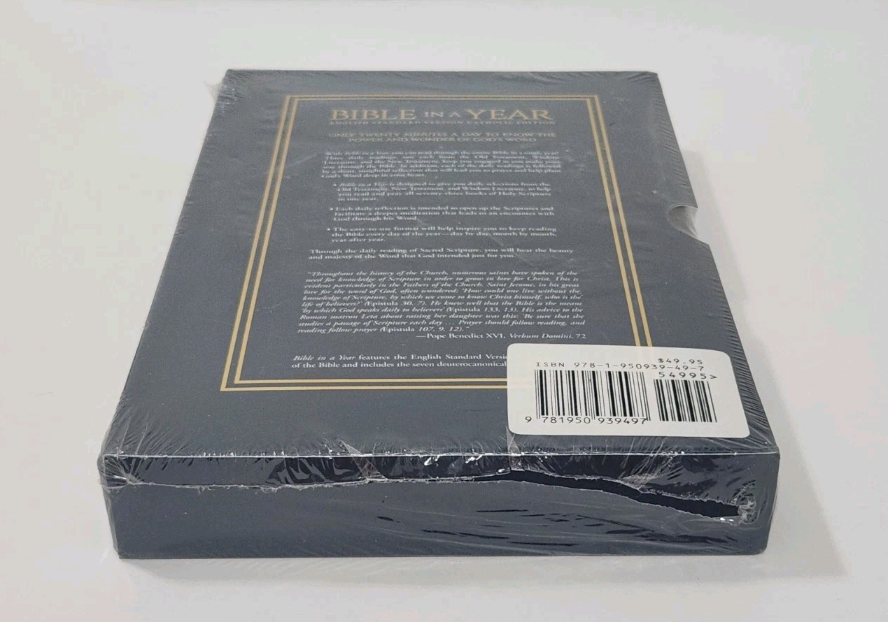 Bible in a Year – ESV Catholic Edition – Navy Bonded Leather Augustine Institute