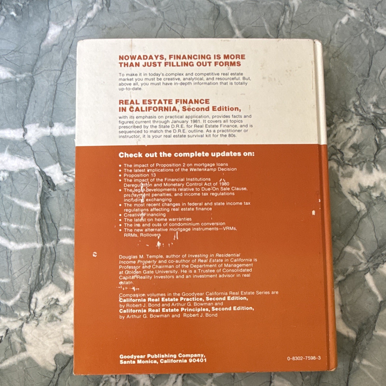 Real Estate Finance in California 2nd Ed Paperback 1981 Douglas M. Temple ISBN