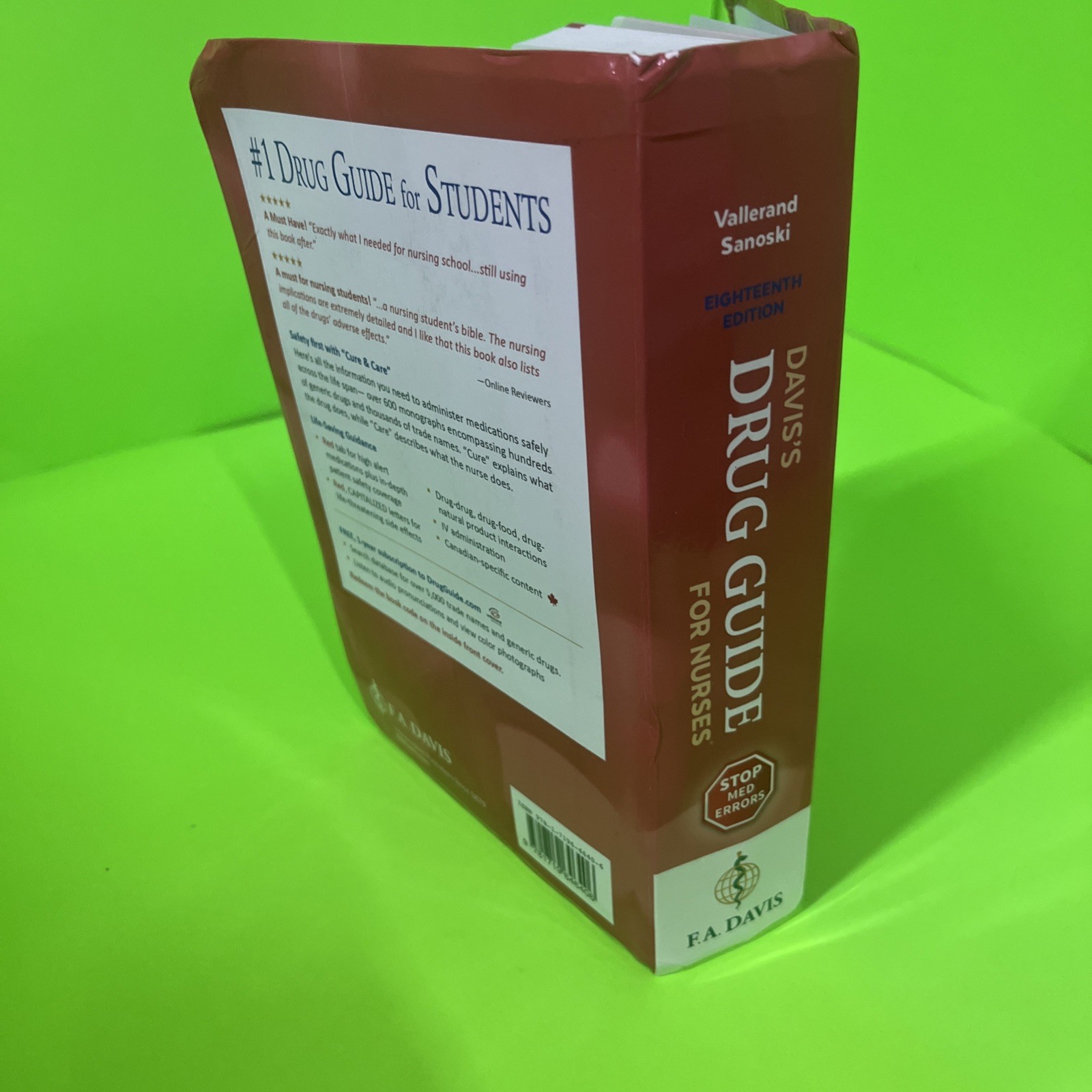 Davis’s Drug Guide for Nurses – Paperback, by Vallerand PhD RN – Very Good c