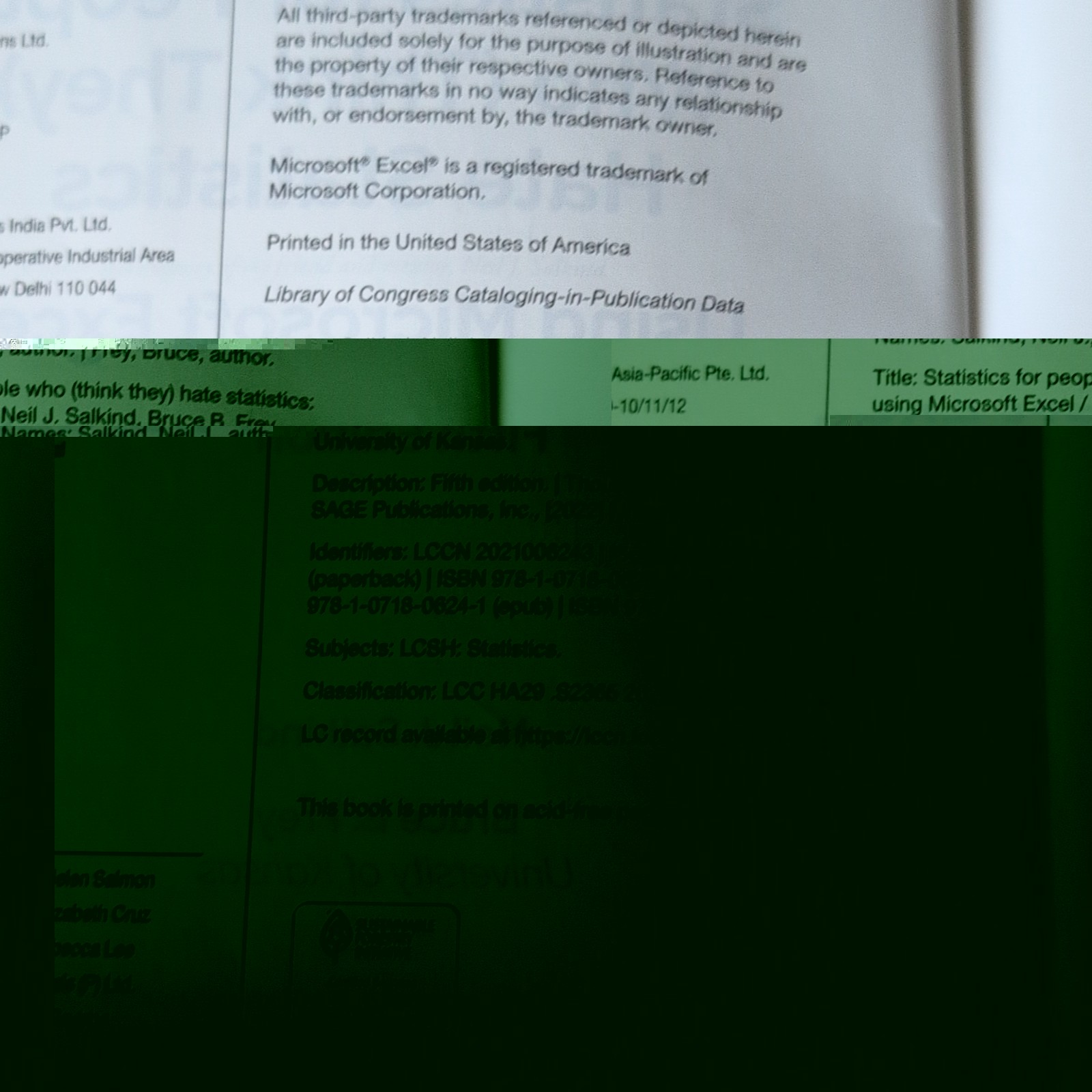 Statistics for People Who (Think They) Hate Statistics, 5th Ed, Salkind/Frey, S…