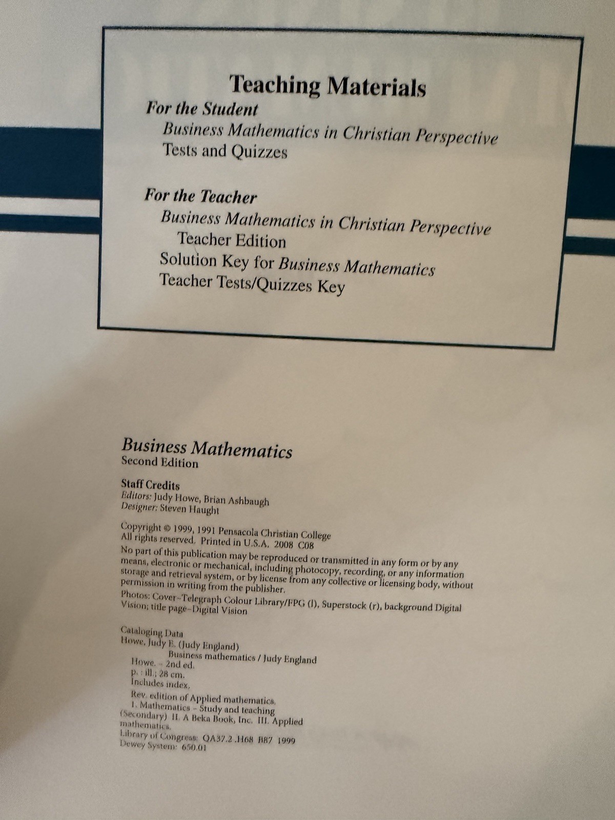 ABeka Book Business Mathematics 6 book set
