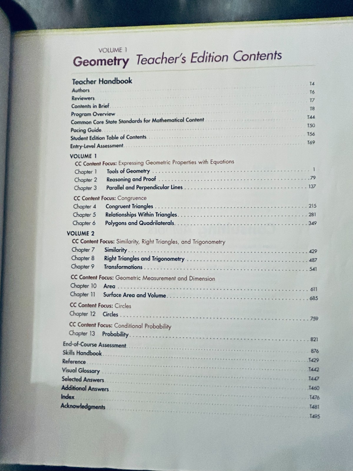 Geometry: Common Core Teacher’s Edition Volume 1 (2015 Pearson Hardcover)