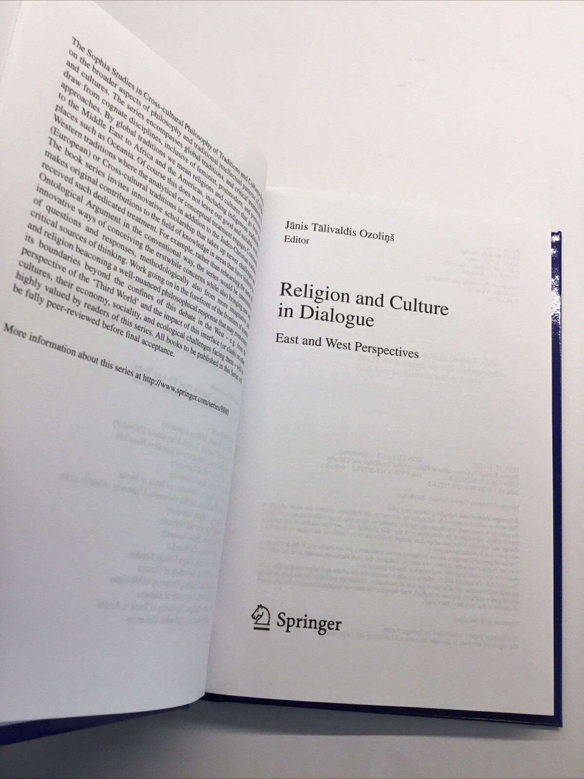 Religion And Culture In Dialogue, East & West Perspectives, Sophia Studies
