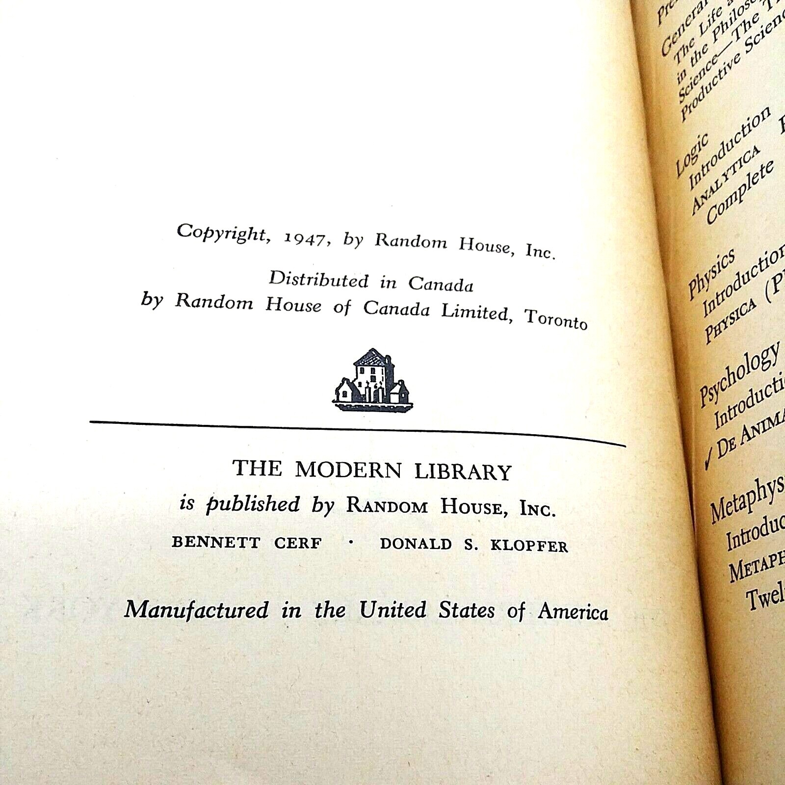 Introduction to Aristotle Richard McKeon SIGNED 1947 Collectible PB