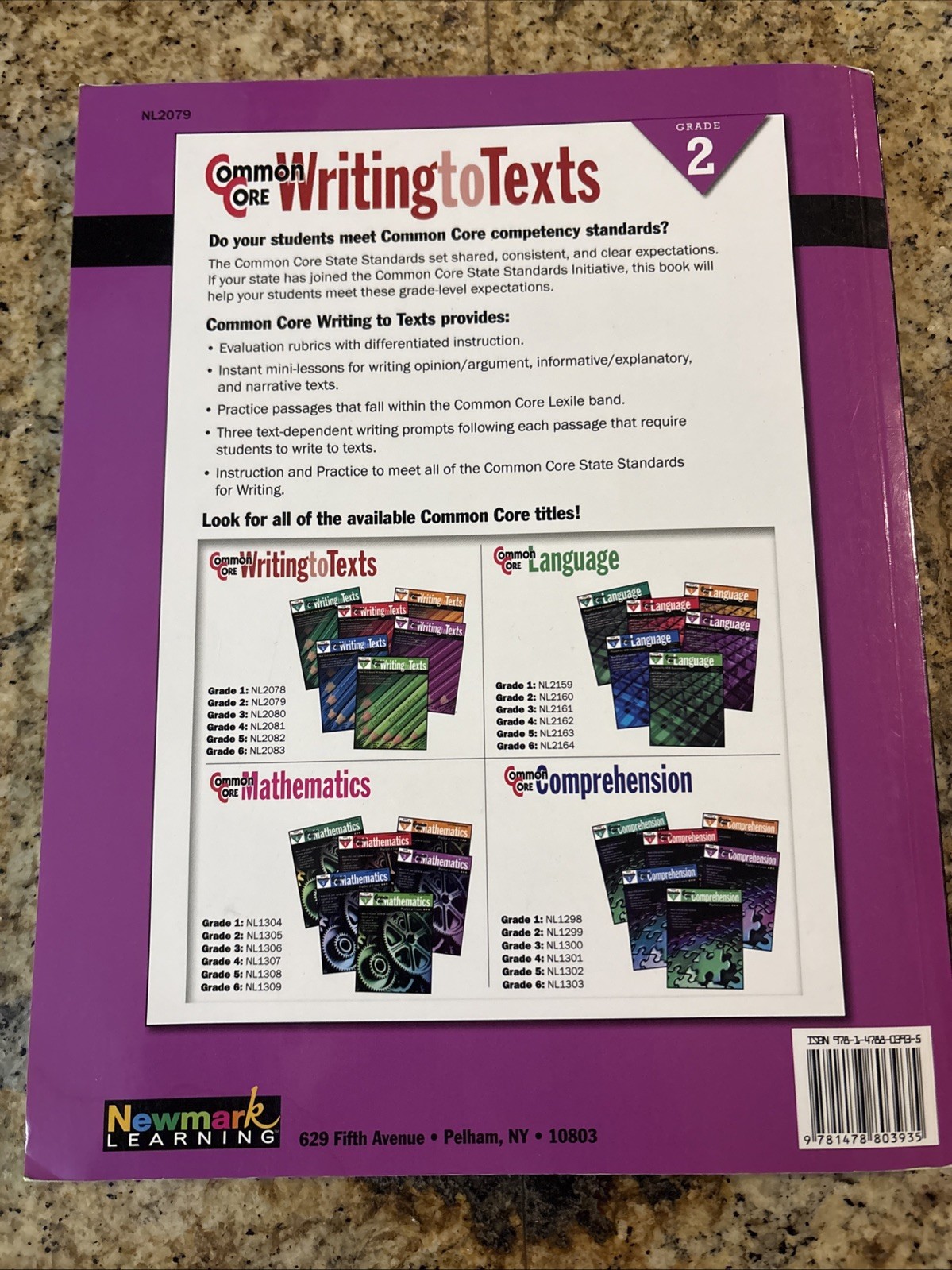 Newmark Learning Grade 2 Common Core Writing to Text Book ( NO Writing)