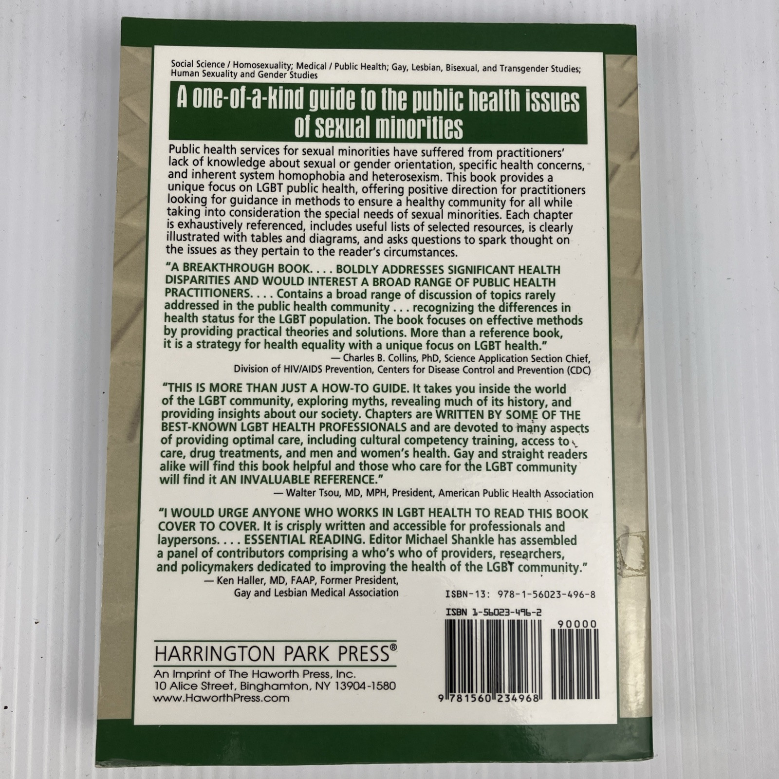 Handbook of Lesbian, Gay, Bisexual, and Transgender Public Health by Shankle PB