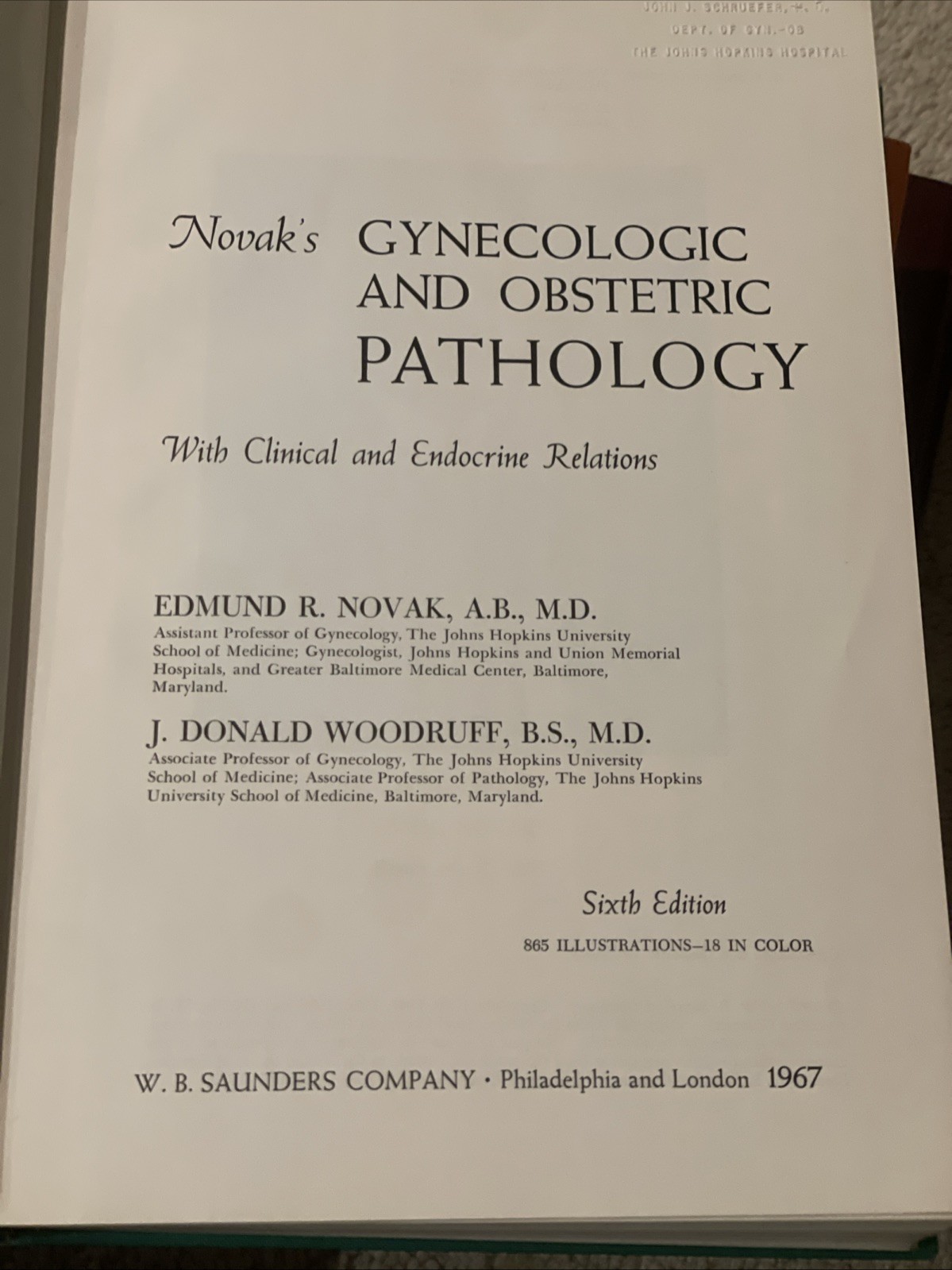 Novak’s Gynecologic and Obstetric Pathology With Clinical & Endocrine Relations