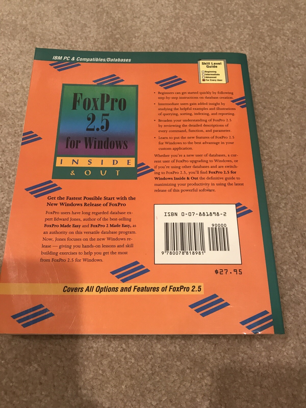 FoxPro 2.5 For Windows Inside & Out By Edward Jones Osborne McGraw-Hill