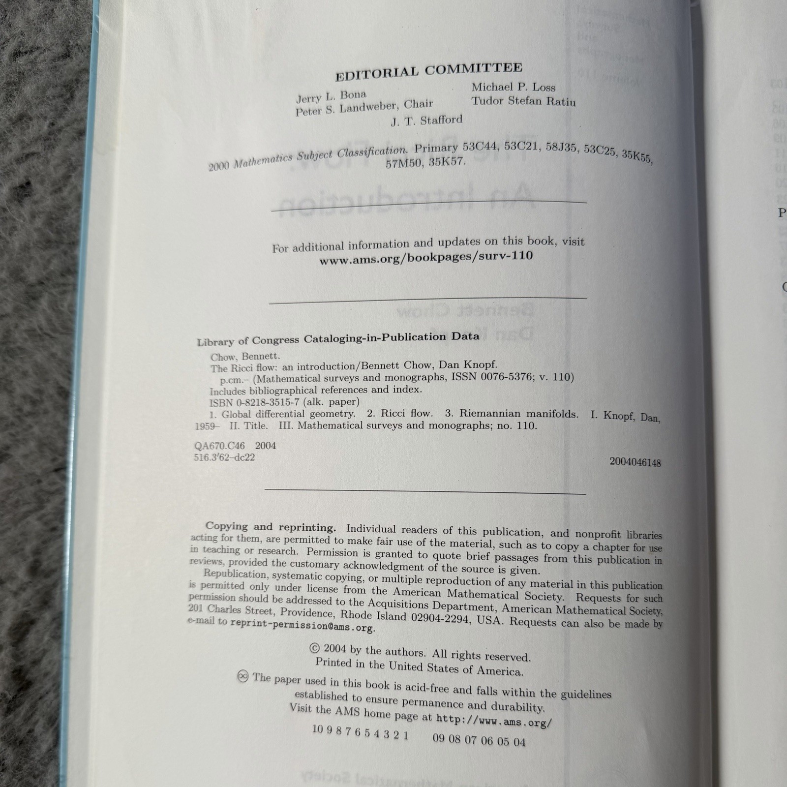 The Ricci Flow: An Introduction Mathematical Surveys And Monographs, Chow Knopf
