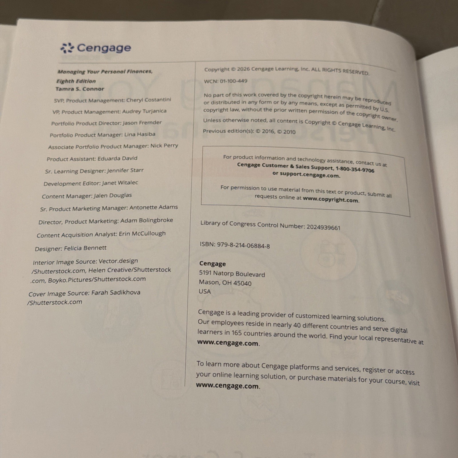 Managing Your Personal Finances By Tamra S. Conner. Cengage Learning Inc 8th ed.