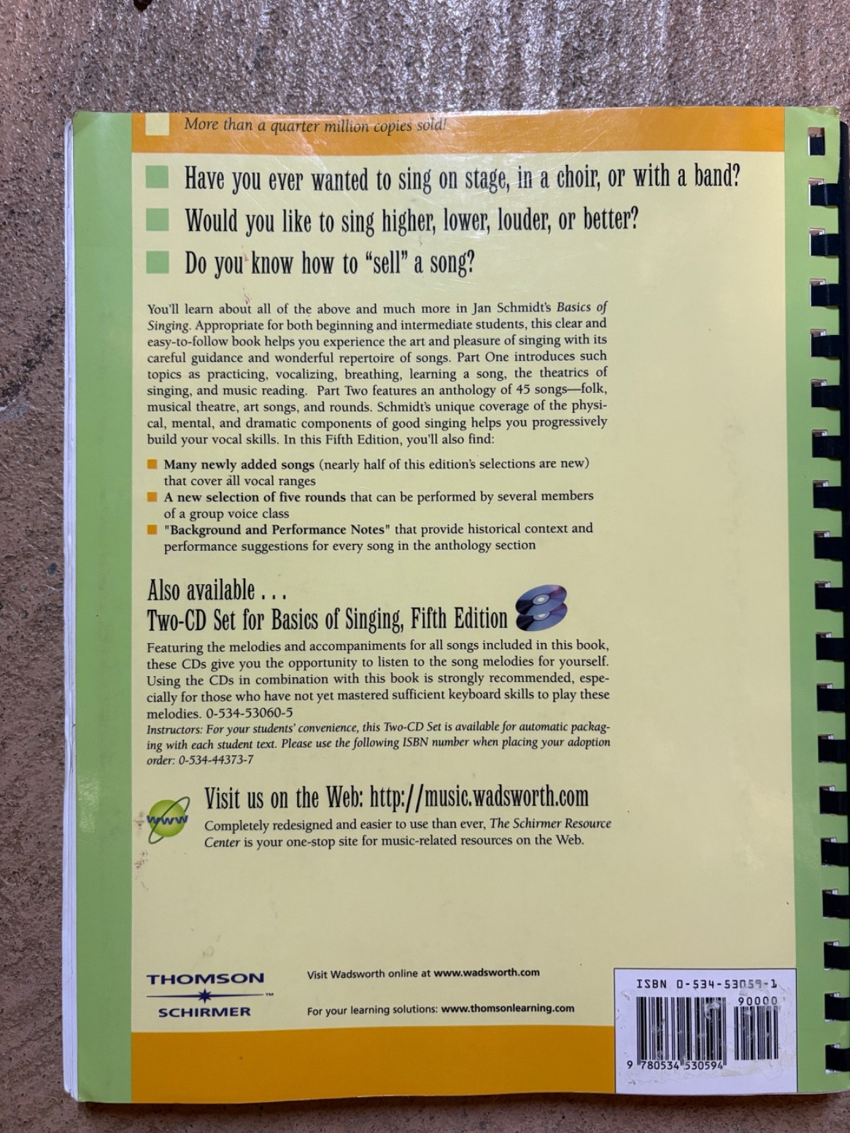 Basics of Singing by Jan Schmidt ( spiral bound pb 2002)