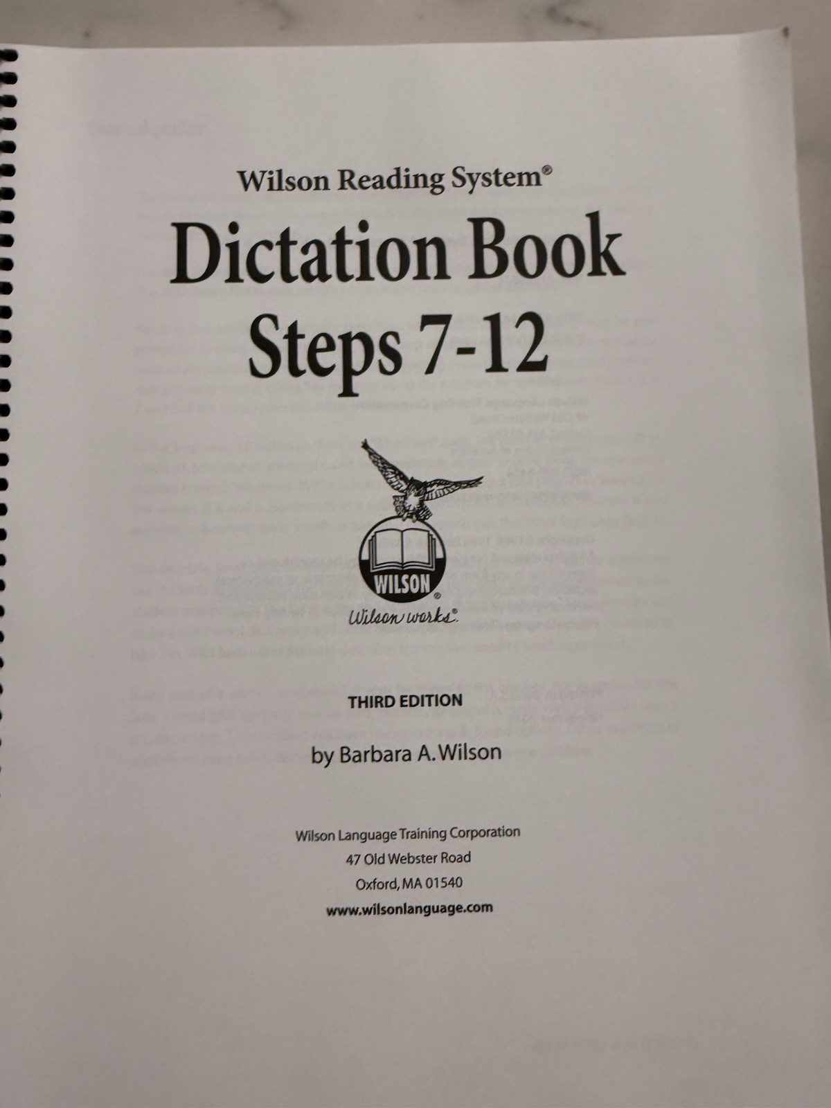 Wilson Reading System Dictation Book Steps 7-12 3rd Ed Spiral Barbara Wilson