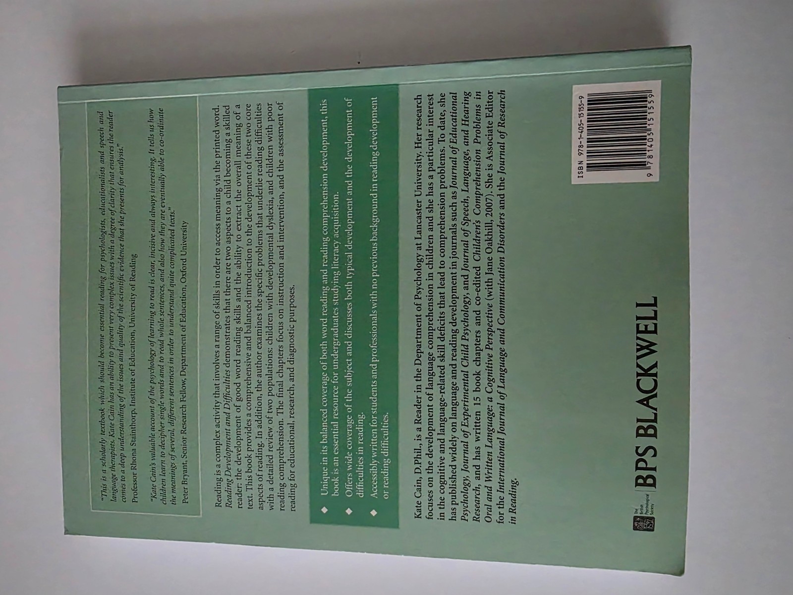 Bps Textbooks in Psychology Ser.: Reading Development and Difficulties by…
