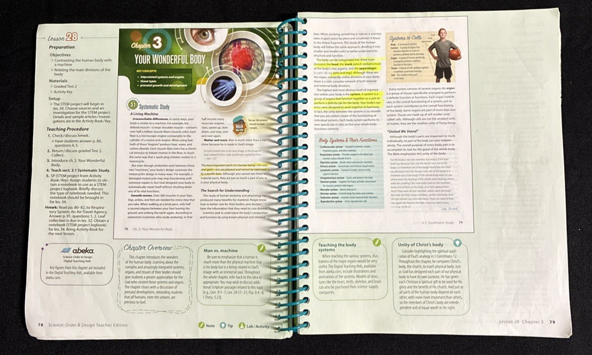 Abeka Science: Order and Design Teacher Edition Volumes 1 and 2 – Second Edition