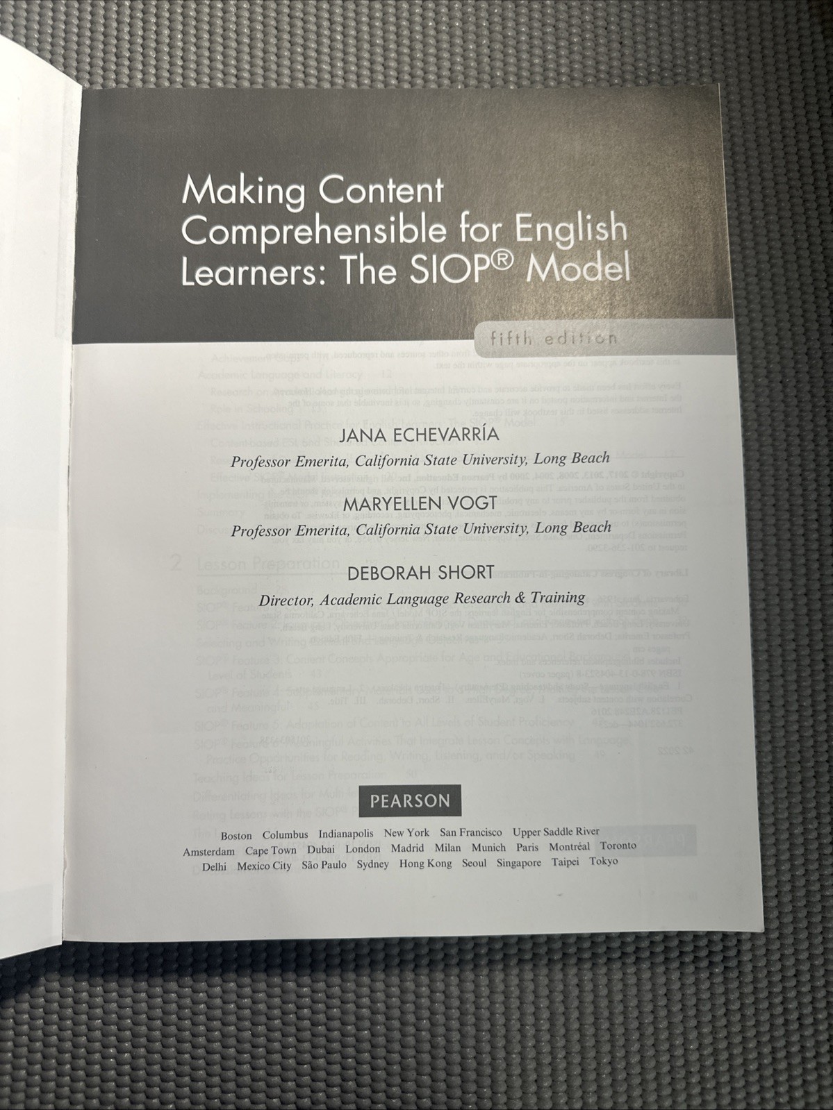 Making Content Comprehensible for English Learners: The SIOP Model