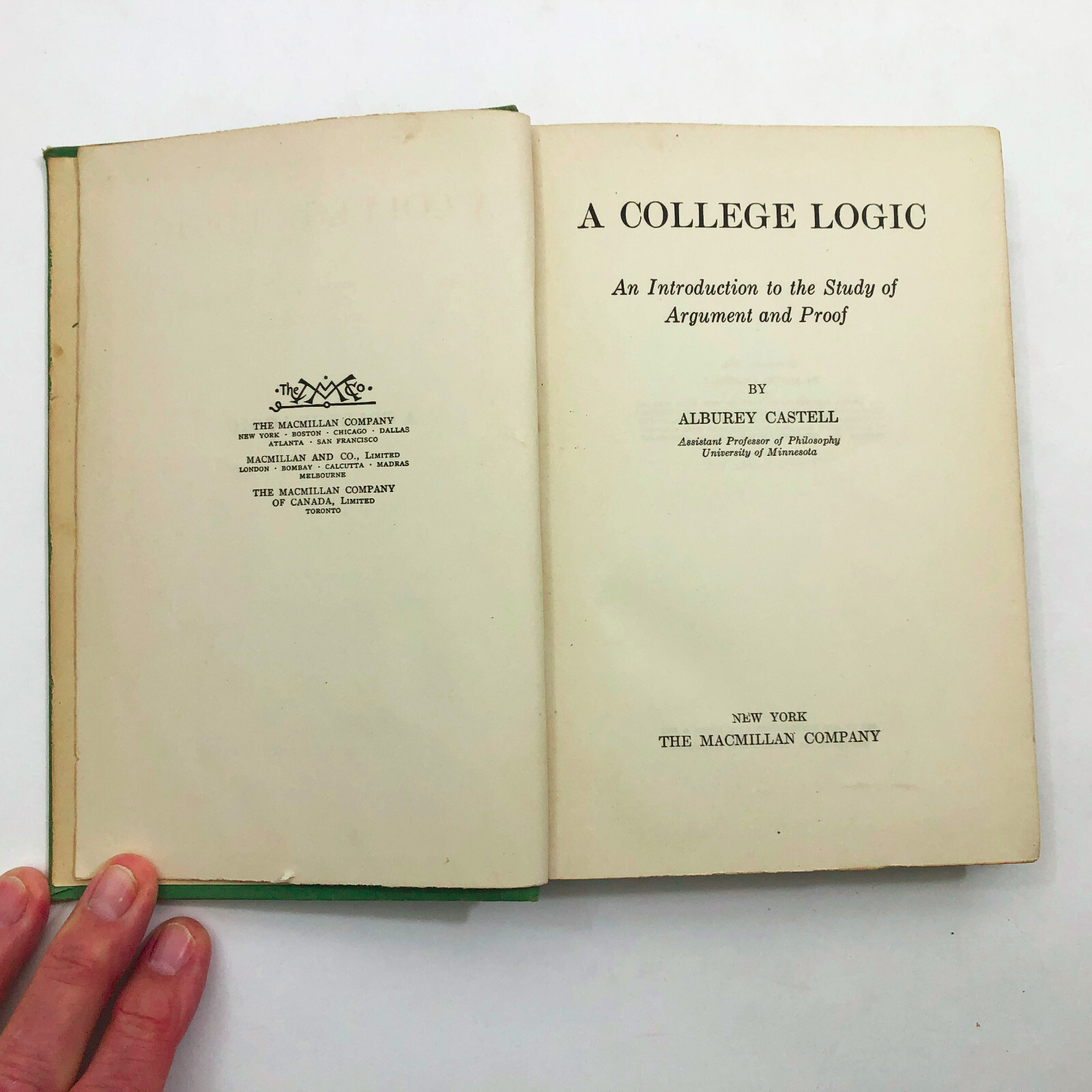 A College Logic Alburey Castell 15th Printing 392 Pages 1950