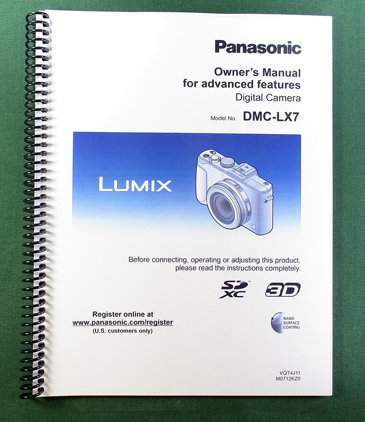 Panasonic Lumix DMC-LX7 Advanced Instruction Manual: 226 Pages & Clear Covers!