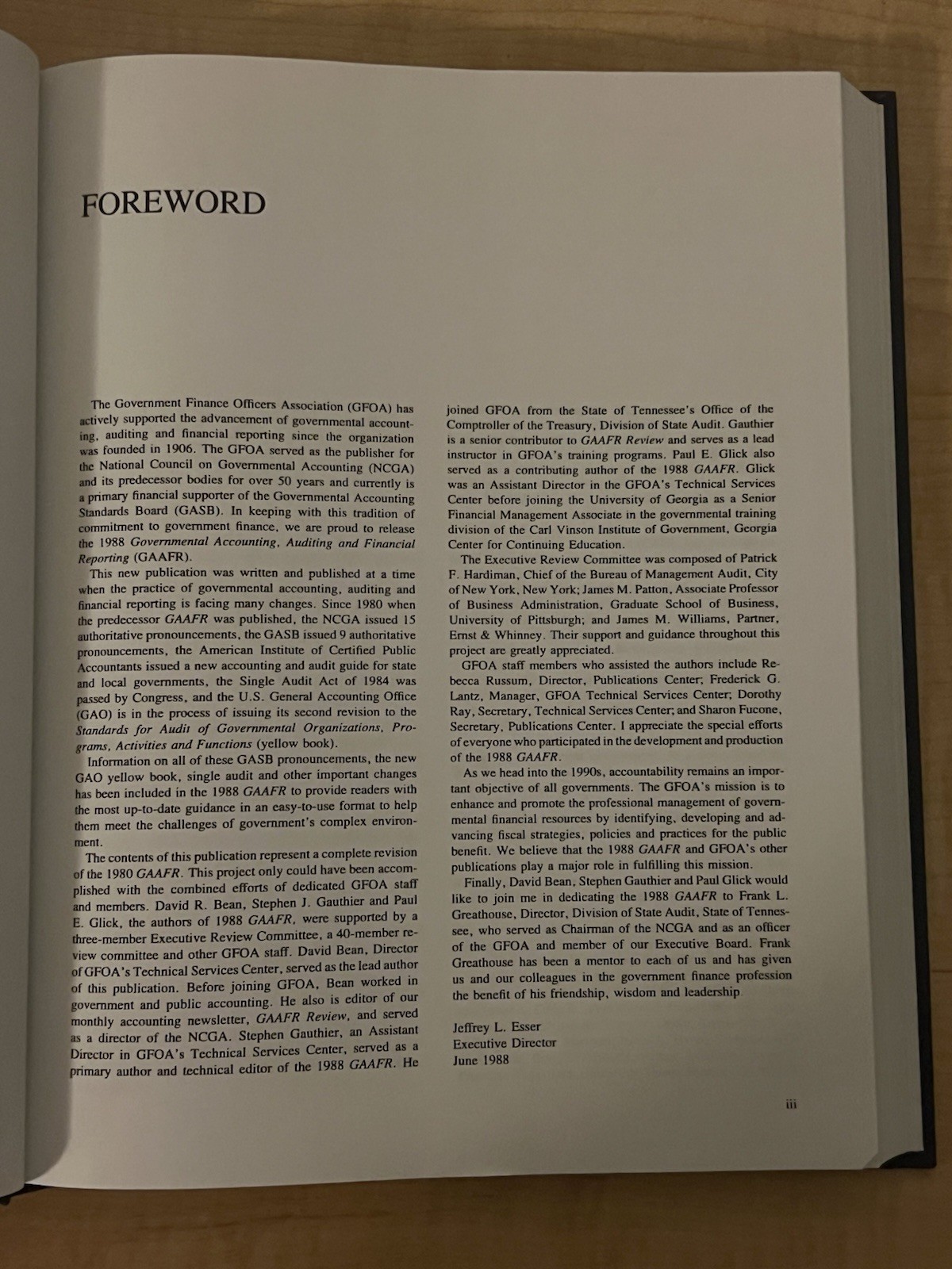 GAAFR Governmental Accounting, Auditing and Financial Reporting 1988 Hardcover
