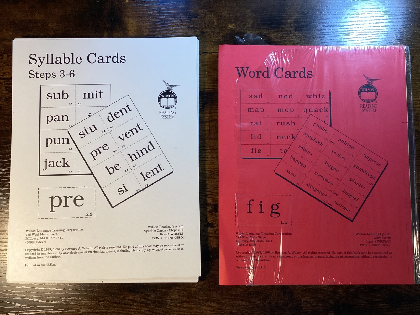 Wilson Reading System Lot Syllable Cards Steps 3 -6, Word Cards Barbara A Wilson
