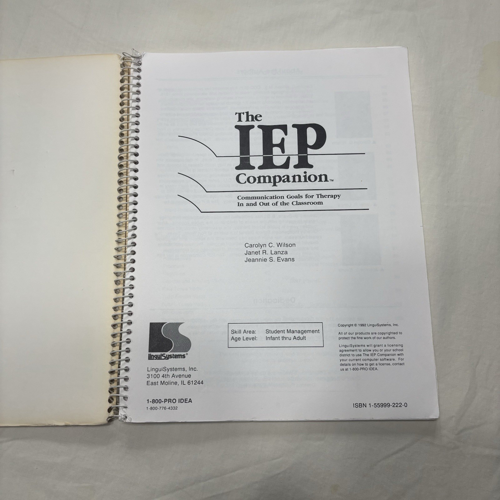 IEP Companion : Communication Goals for Therapy in and Out of the Classroom