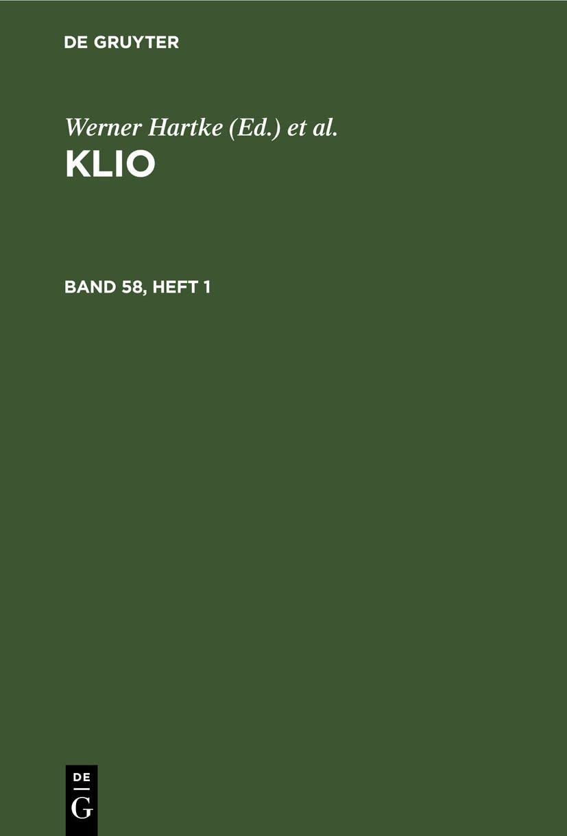 Klio. Band 58, Heft 1 (Hardback)