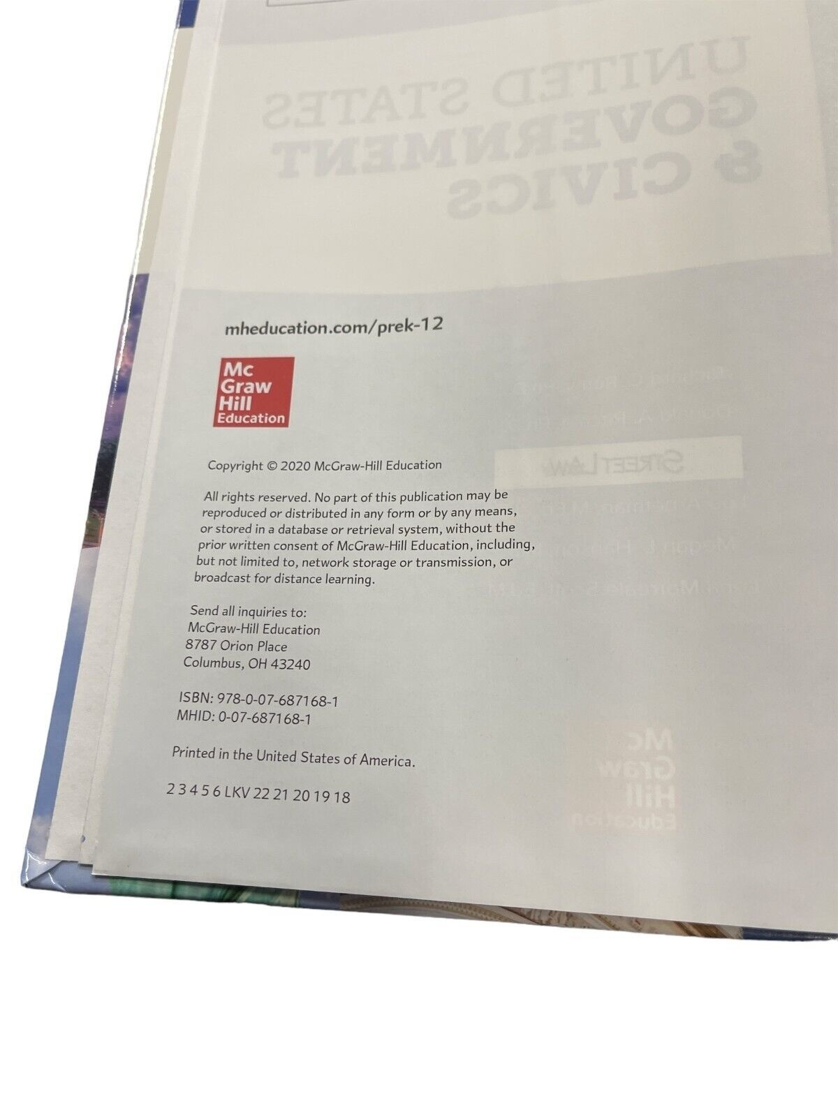 United States Government & Civics Student Text TN 2020 McGraw Homeschool Social