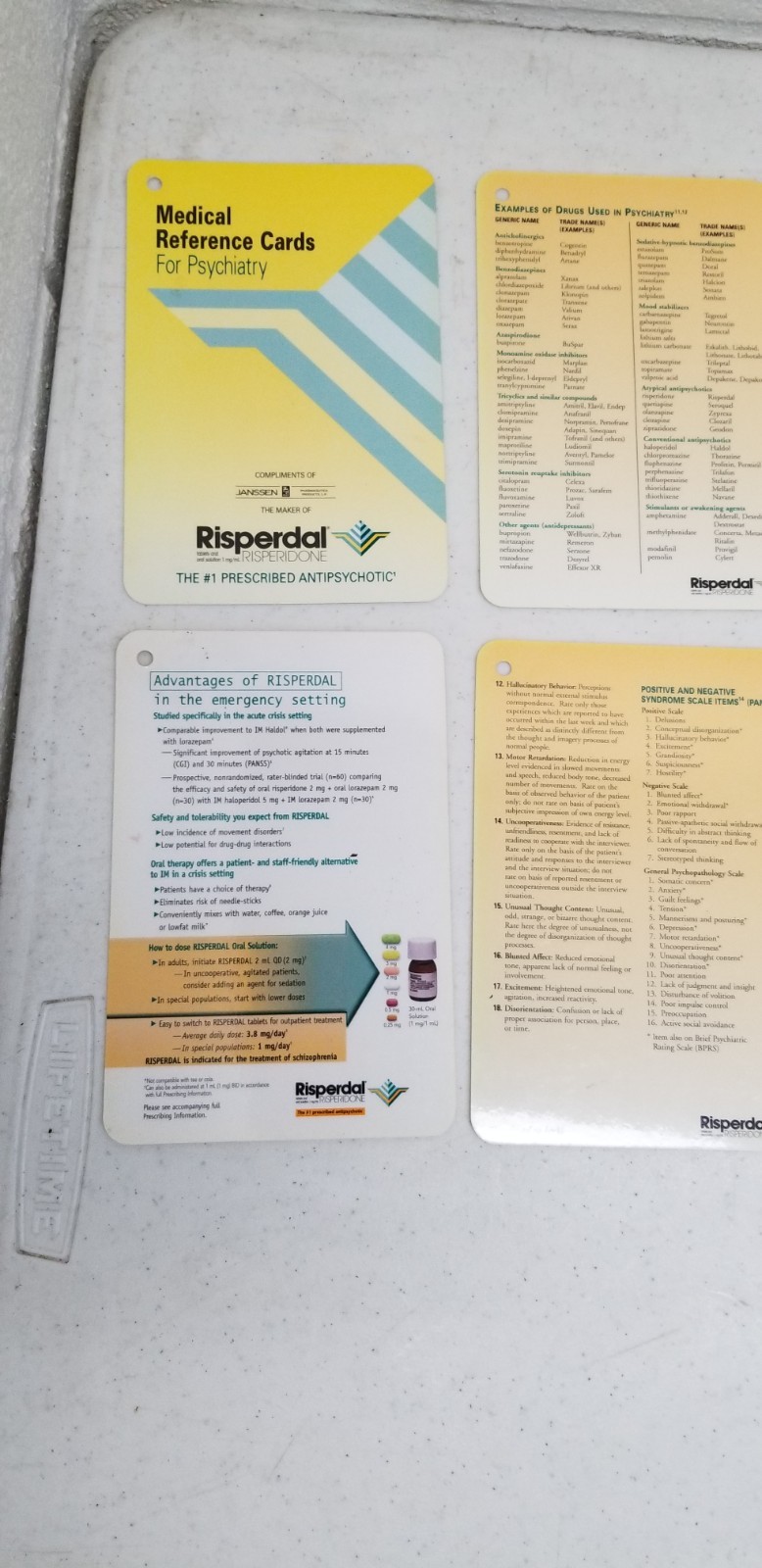RARE Risperdal Janssen Medical Reference Cards For Psychiatry Laminated Flip B1