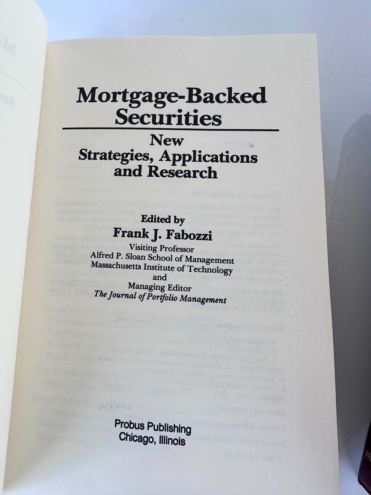 Frank J. Fabozzi Books. Fixed Income Opt & Math, Interest Rate,Mortgage Backed.
