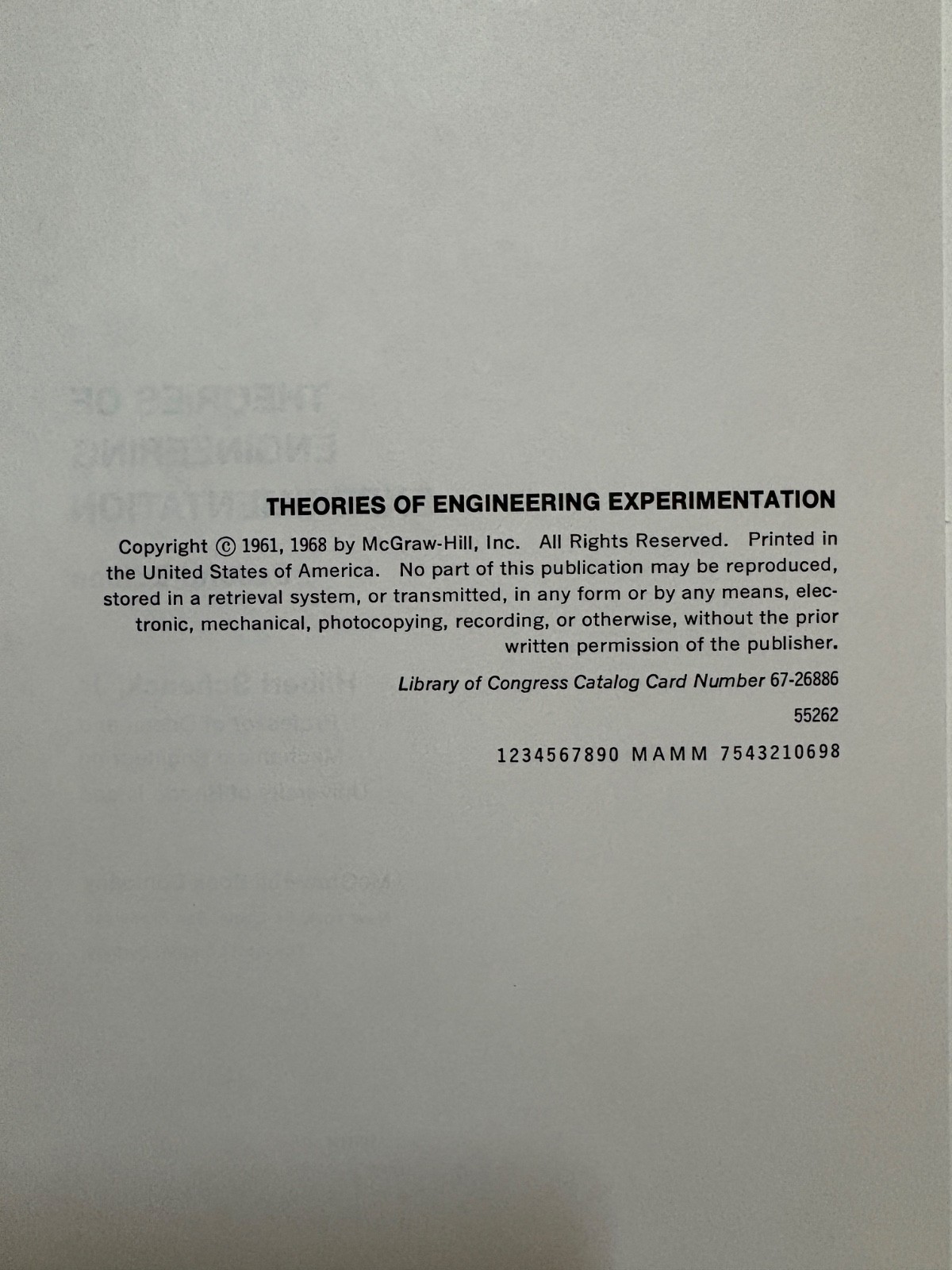 Theories of Engineering Experimentation by Hilbert Schenck Jr (hc 2nd ed. 1968)